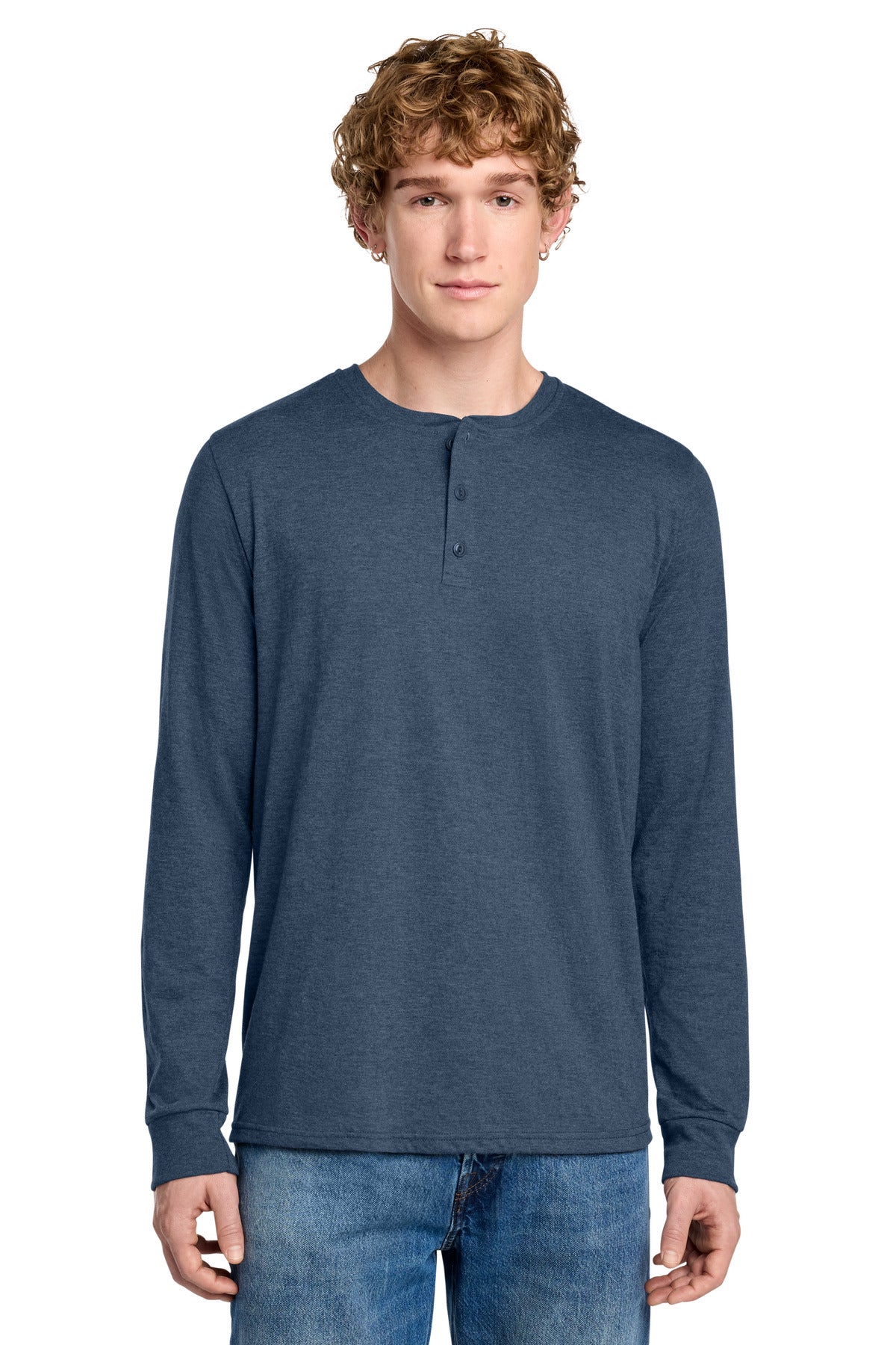 District Perfect Tri Long Sleeve Henley DT145
