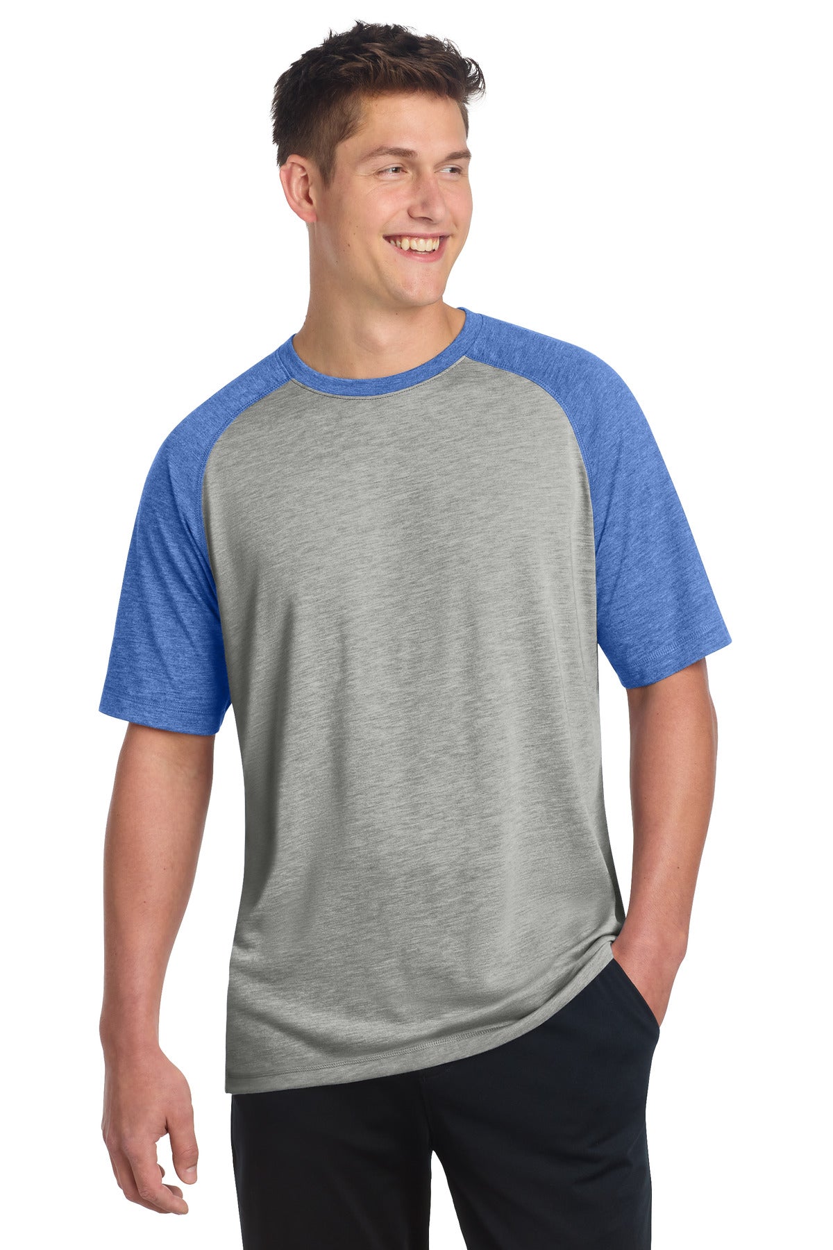 Sport-Tek PosiCharge Tri-Blend Wicking Raglan Tee. ST400
