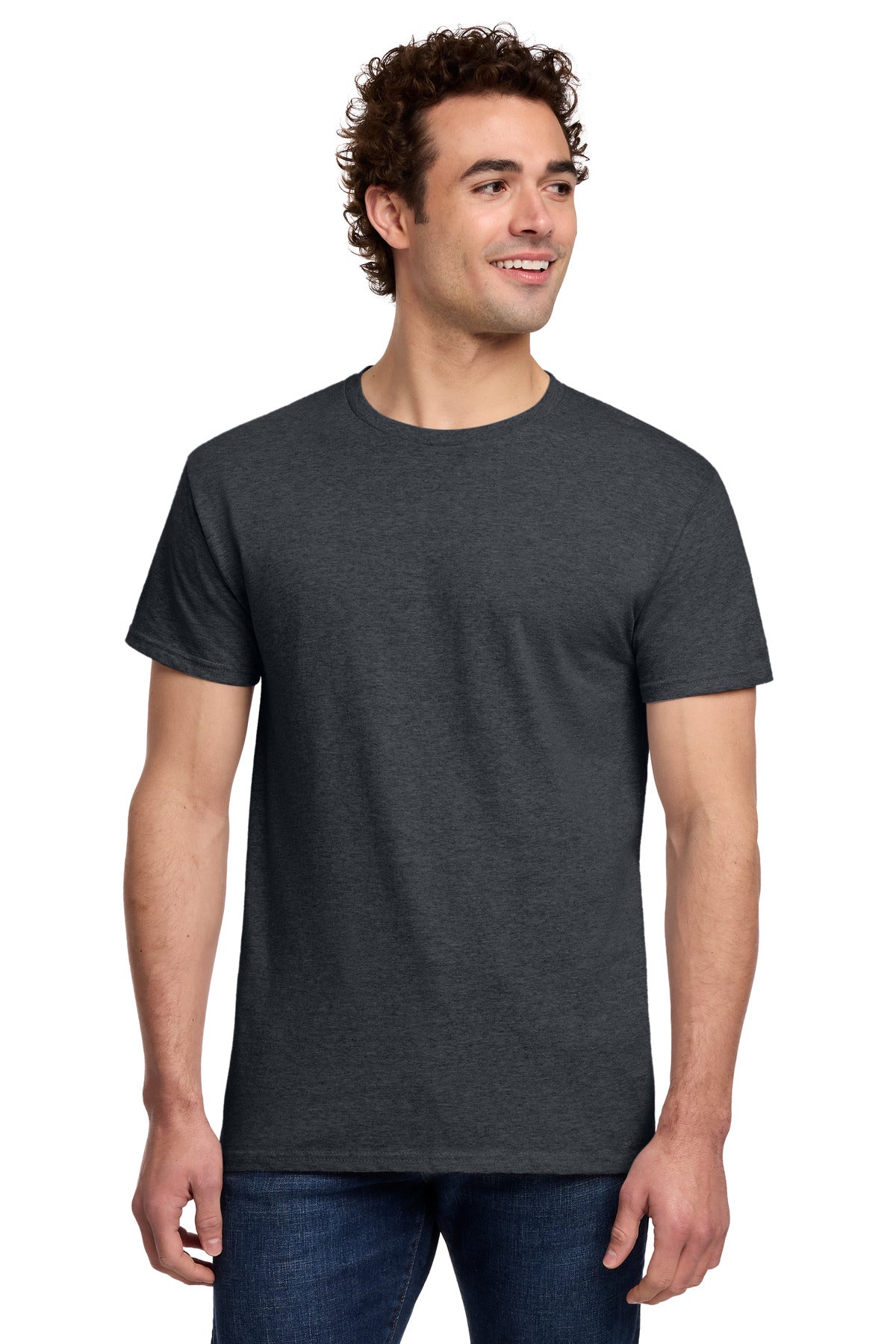 Gildan Light Cotton Tee 3000 - Dark Heather - front model view