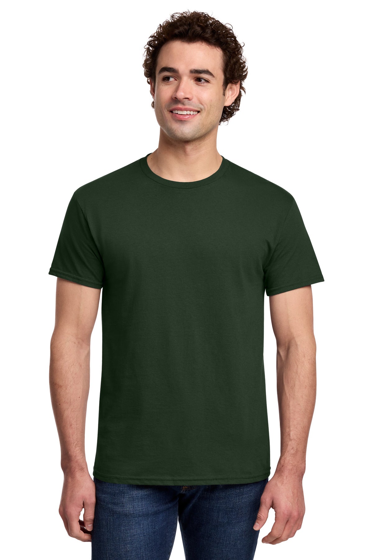 Gildan Light Cotton Tee 3000 - Forest Green - front model view