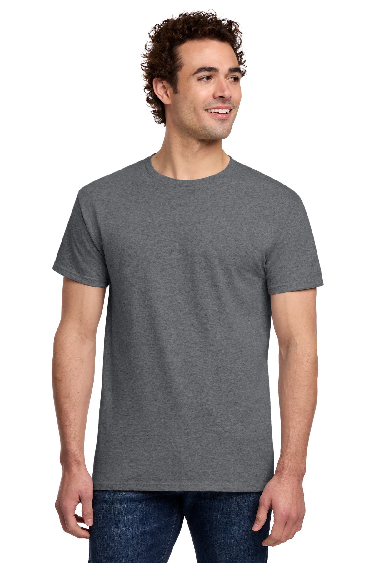 Gildan Light Cotton Tee 3000 - Graphite Heather - front model view