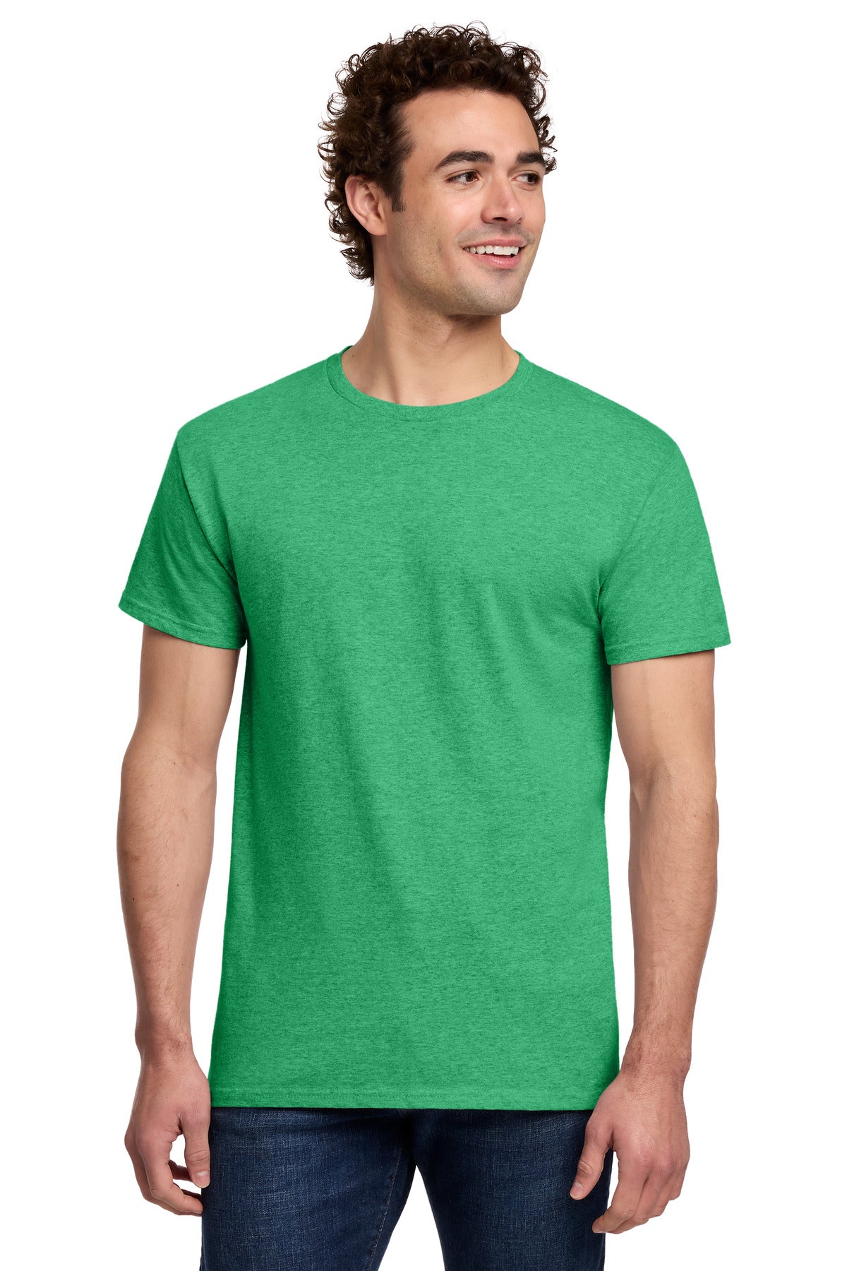 Gildan Light Cotton Tee 3000 - Heather Irish Green - front model view