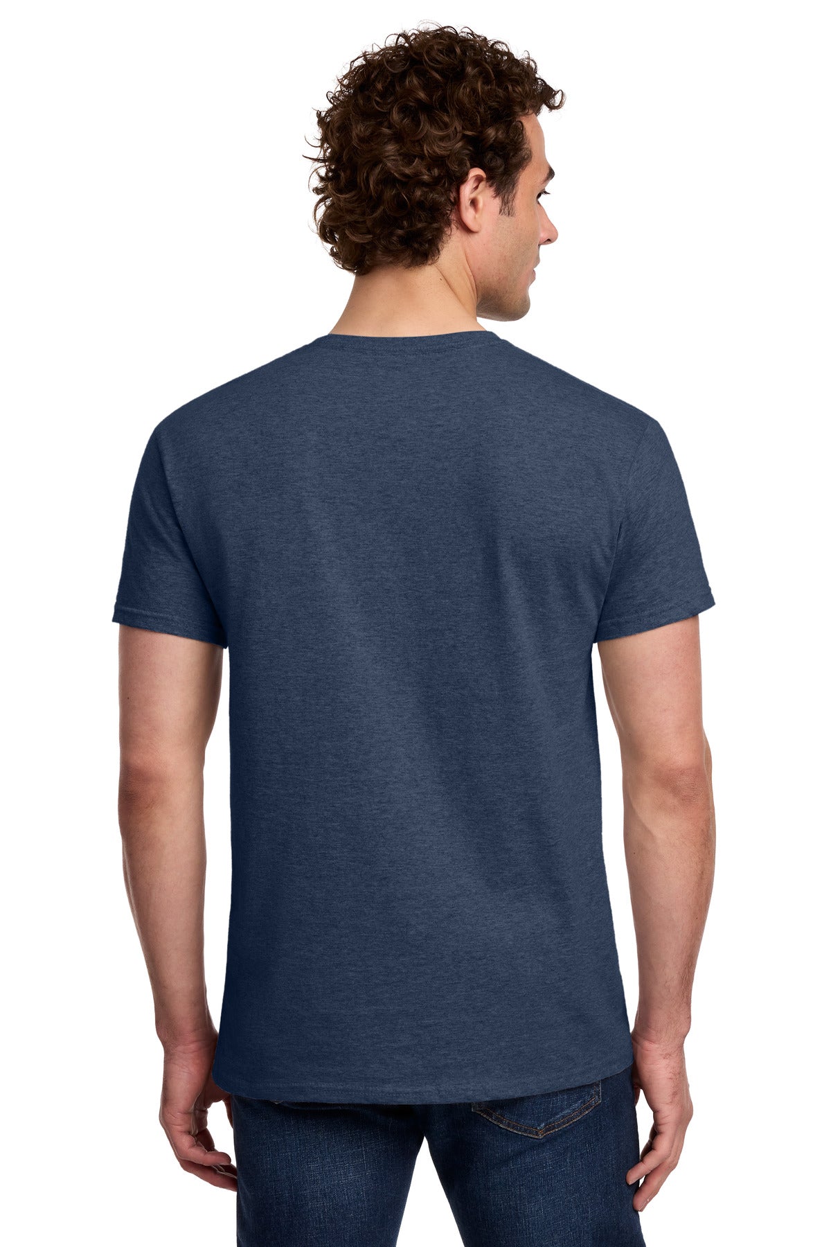 Gildan Light Cotton Tee 3000 - Heather Navy - back model view