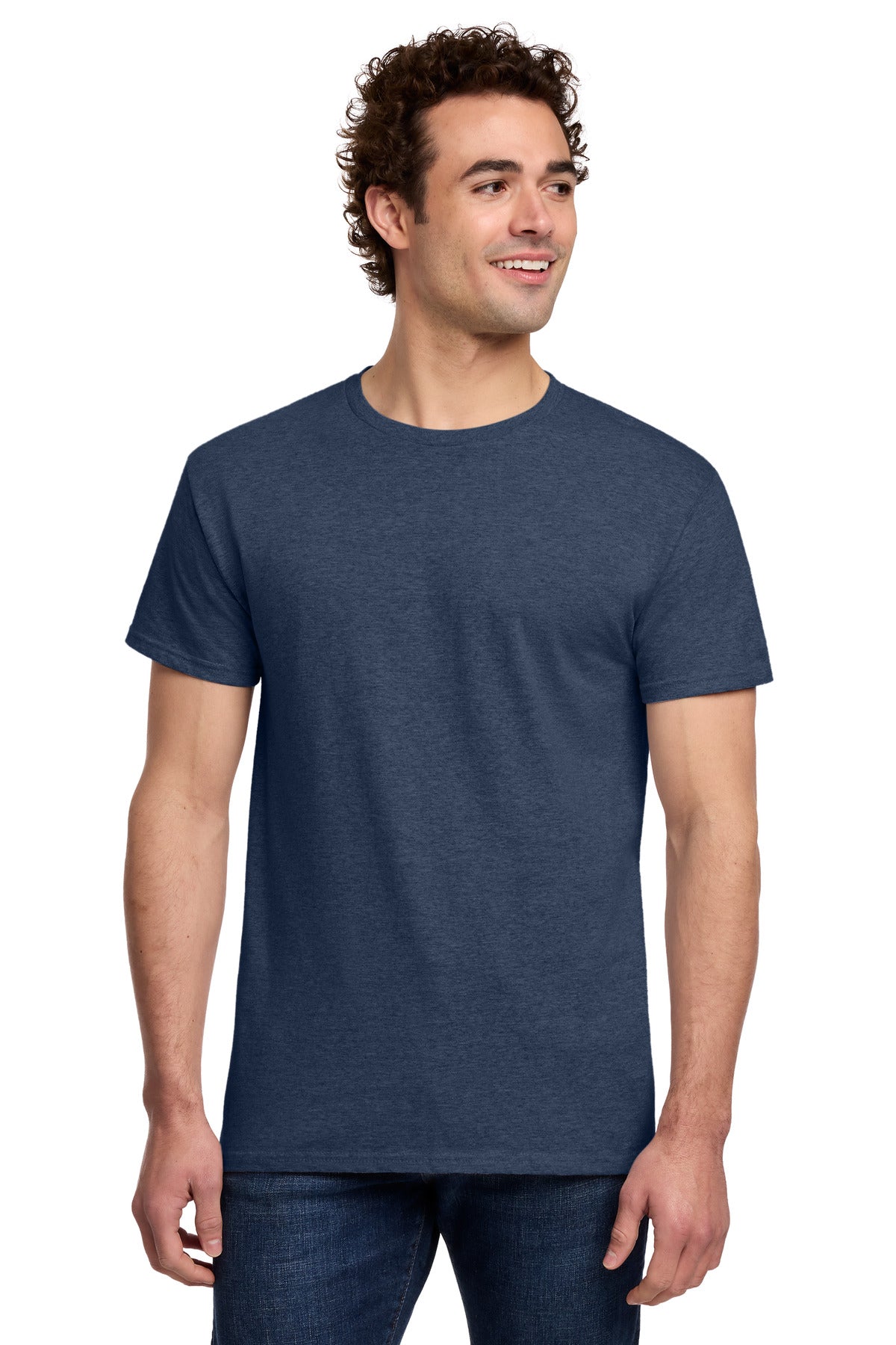 Gildan Light Cotton Tee 3000 - Heather Navy - front model view