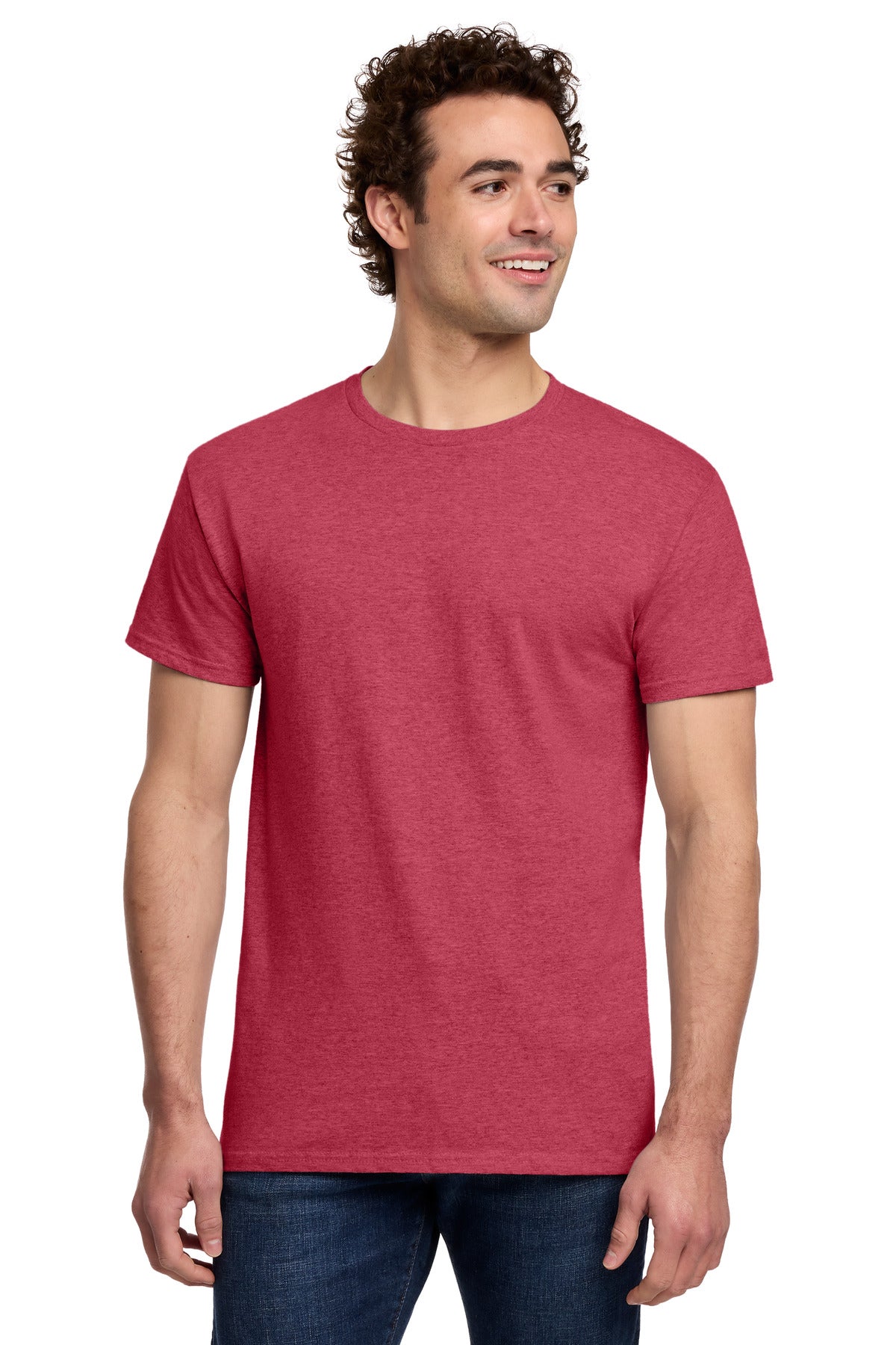 Gildan Light Cotton Tee 3000 - Heather Red - front model view