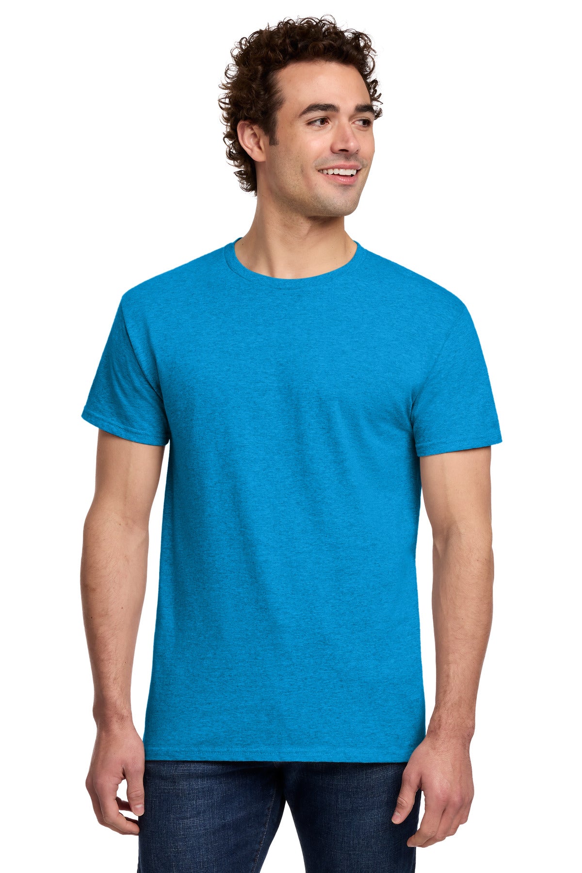Gildan Light Cotton Tee 3000 - Heather Sapphire - front model view