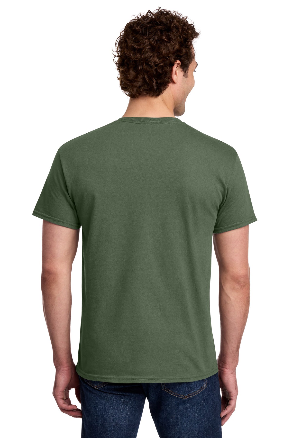 Gildan Light Cotton Tee 3000 - Military Green - back model view