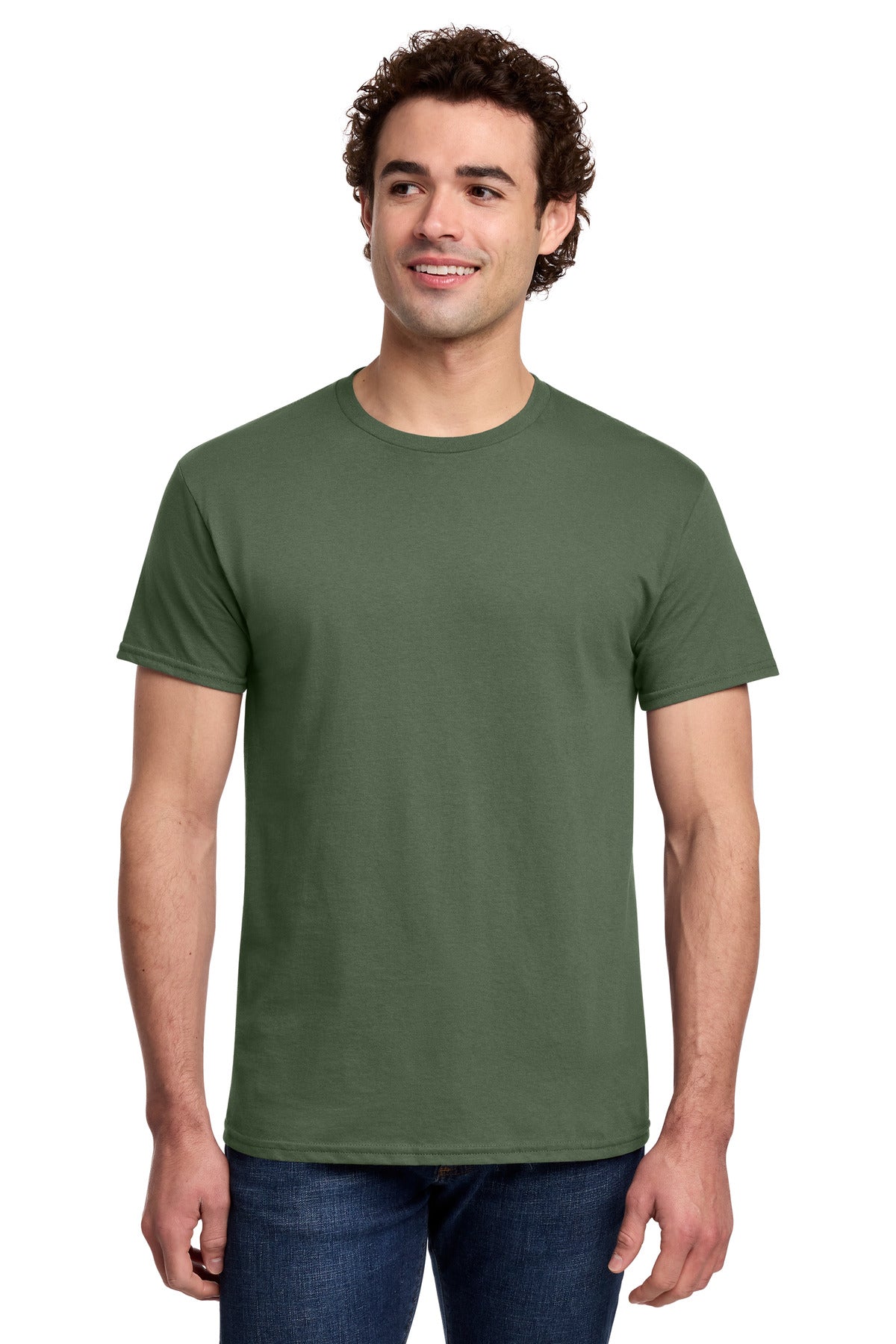 Gildan Light Cotton Tee 3000 - Military Green - front model view