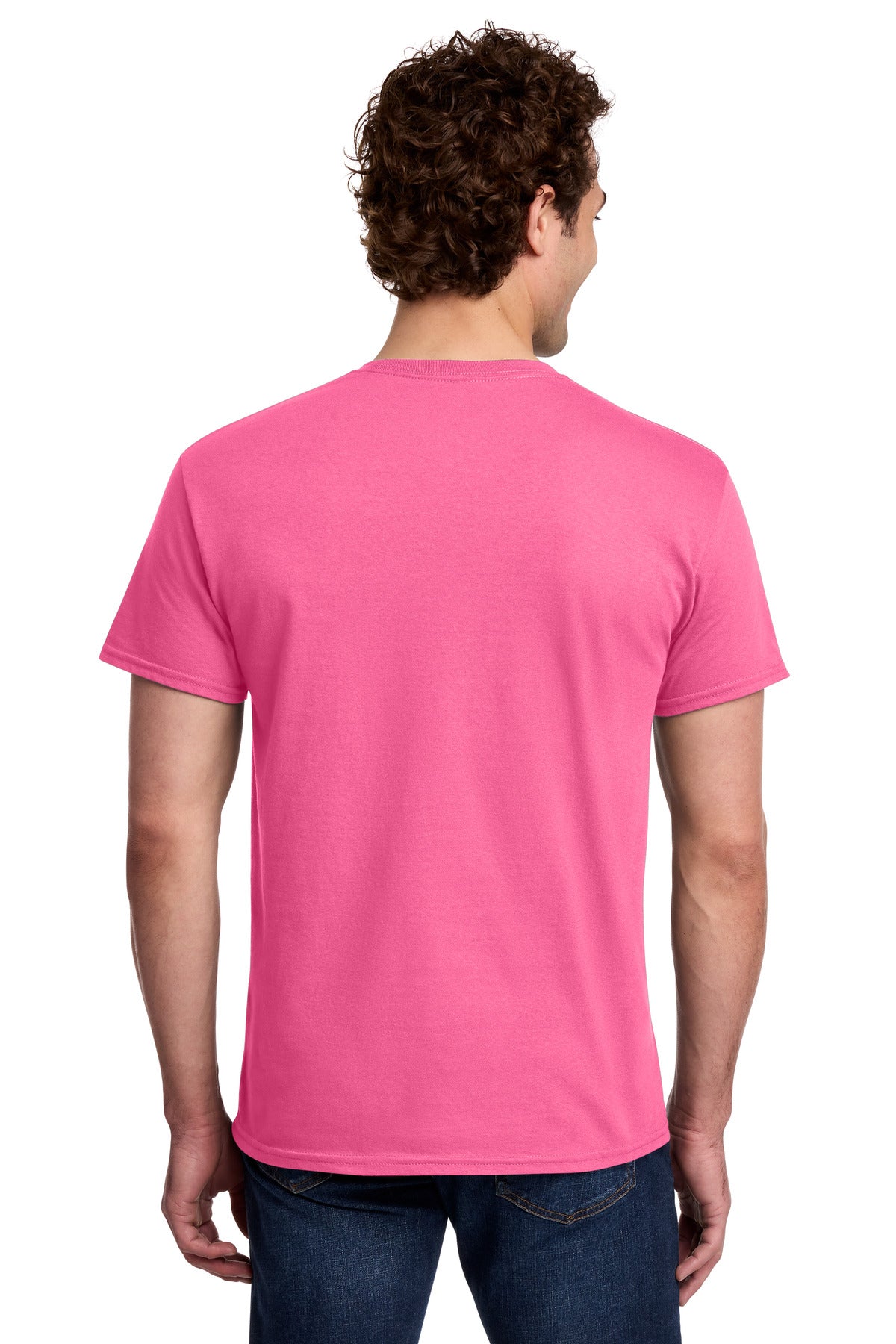 Gildan Light Cotton Tee 3000 - Safety Pink - back model view
