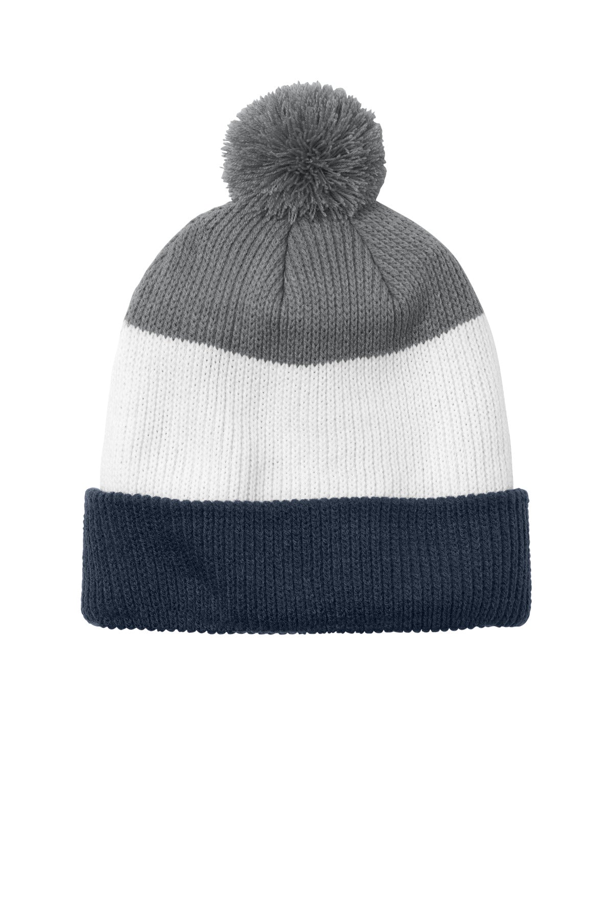 Port Authority   Cozy Striped Pom Beanie C979