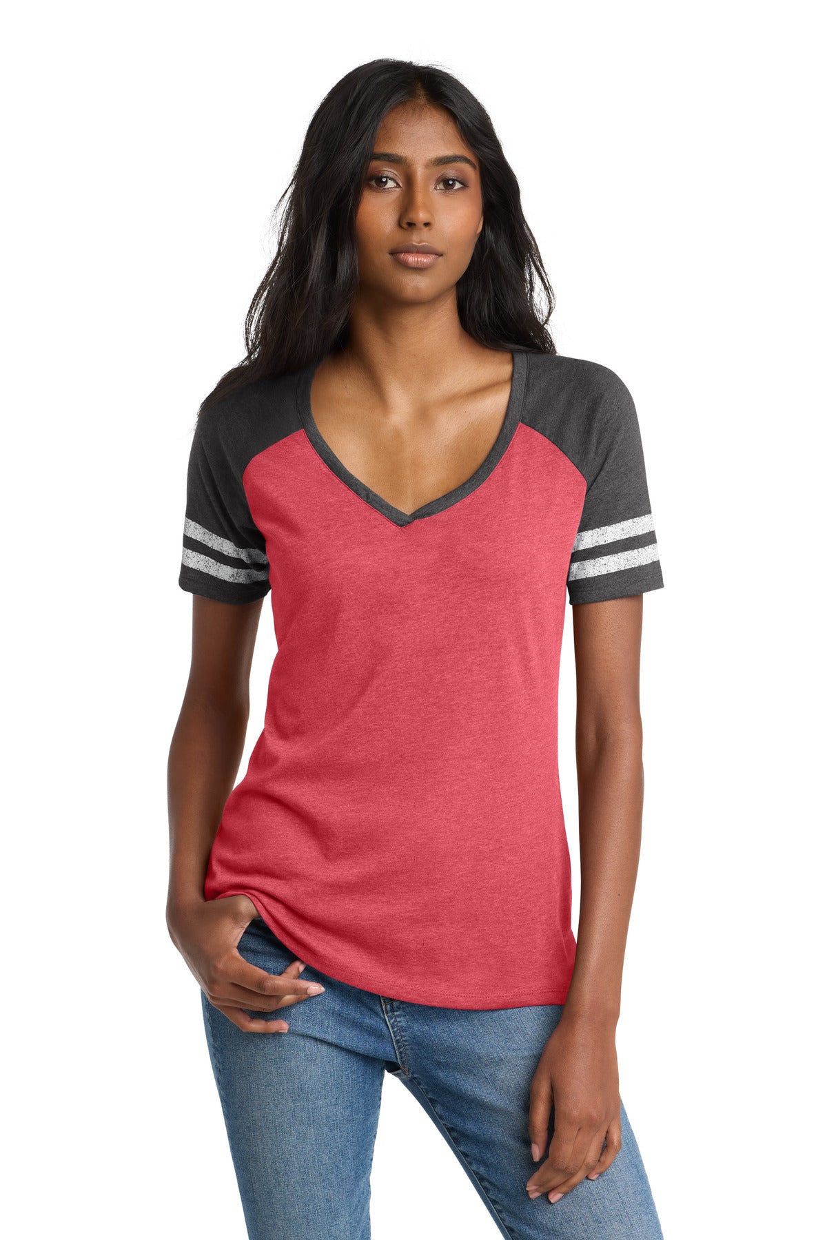 District    Women's Game V-Neck Tee. DM476