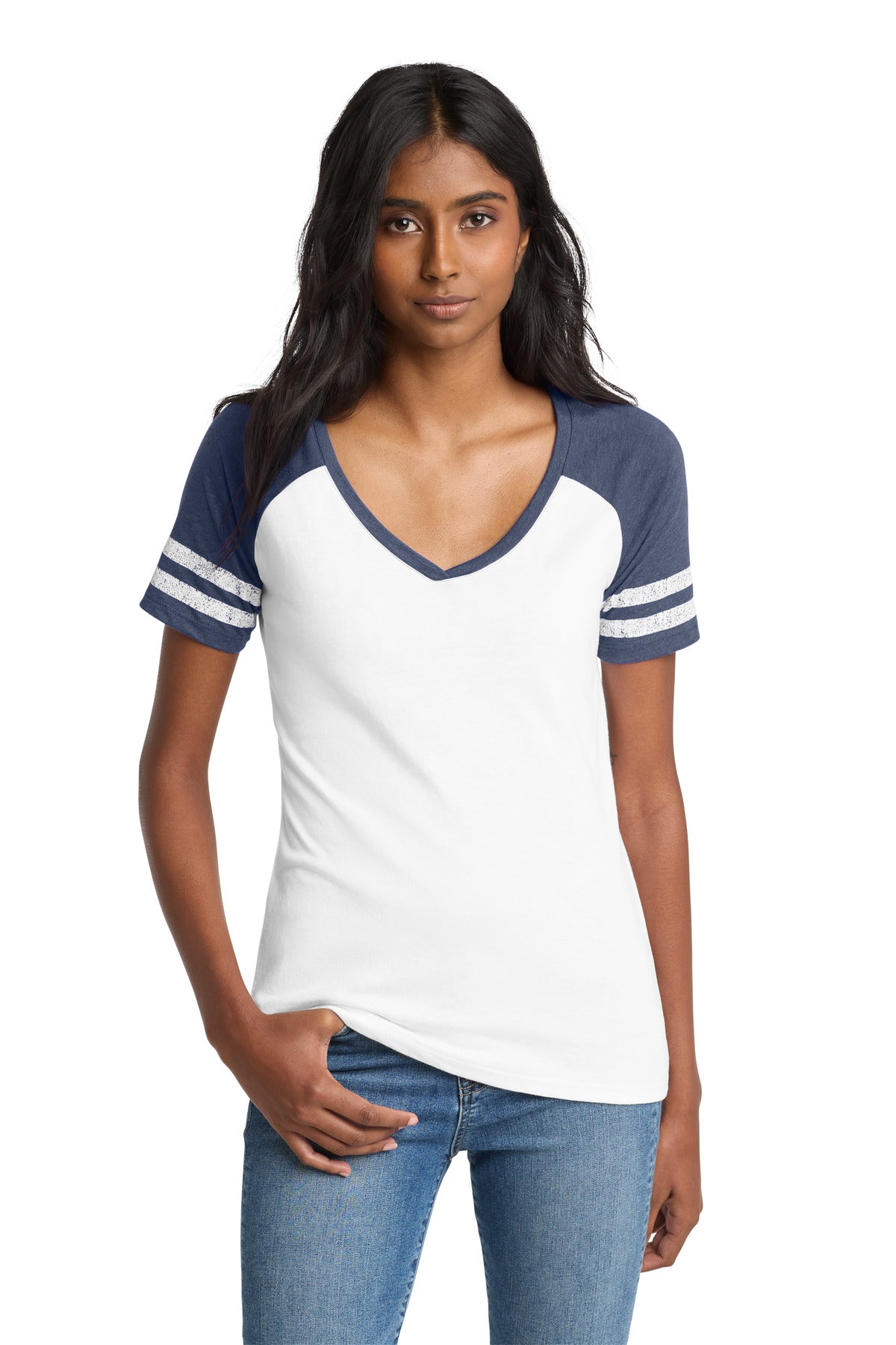 District    Women's Game V-Neck Tee. DM476