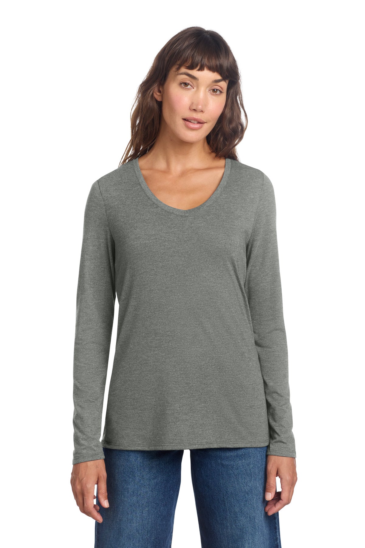 District   Women's Perfect Tri   Long Sleeve V-Neck Tee DT135