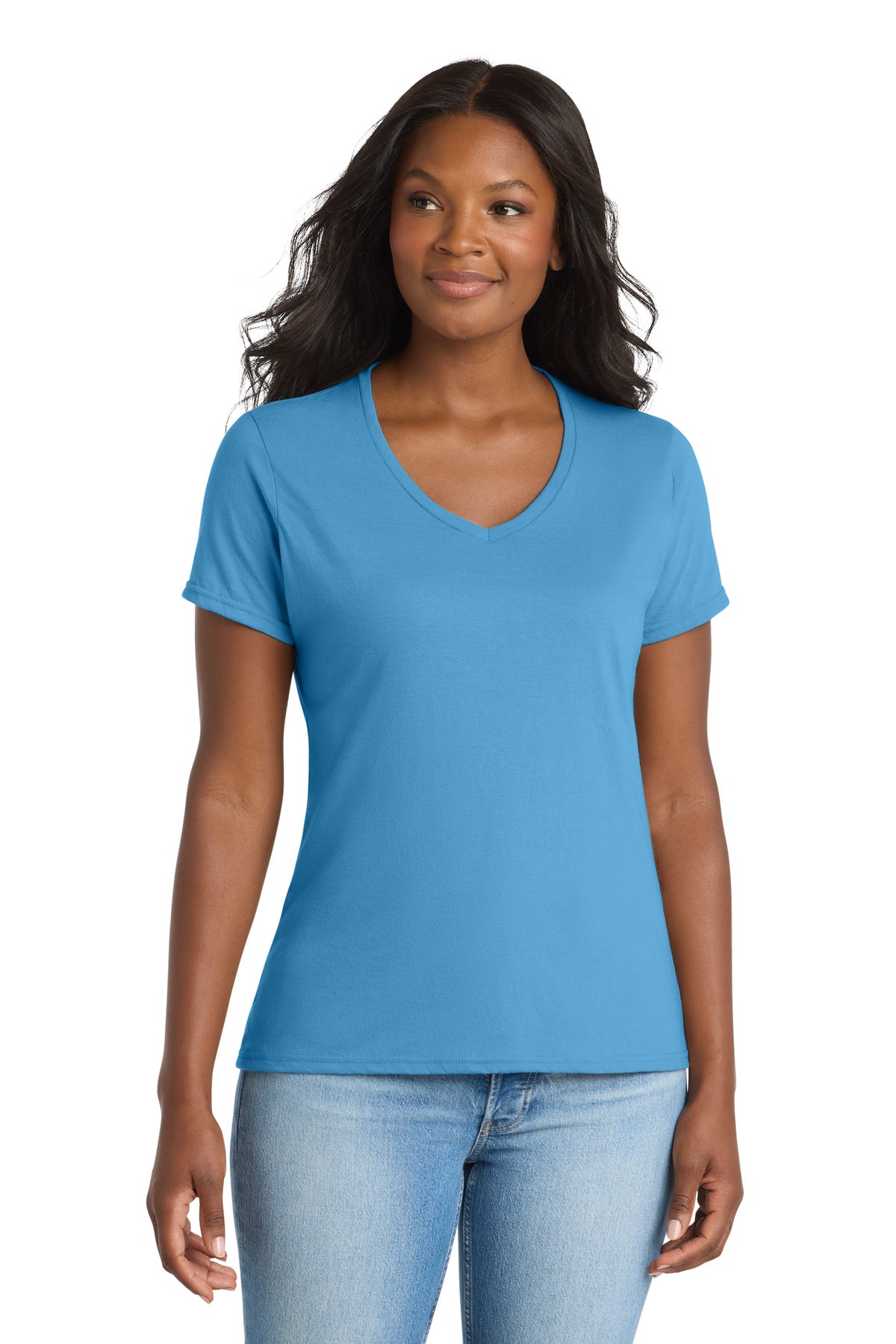 Port & Co   Women's Performance Blend V-Neck Tee. LPC381V