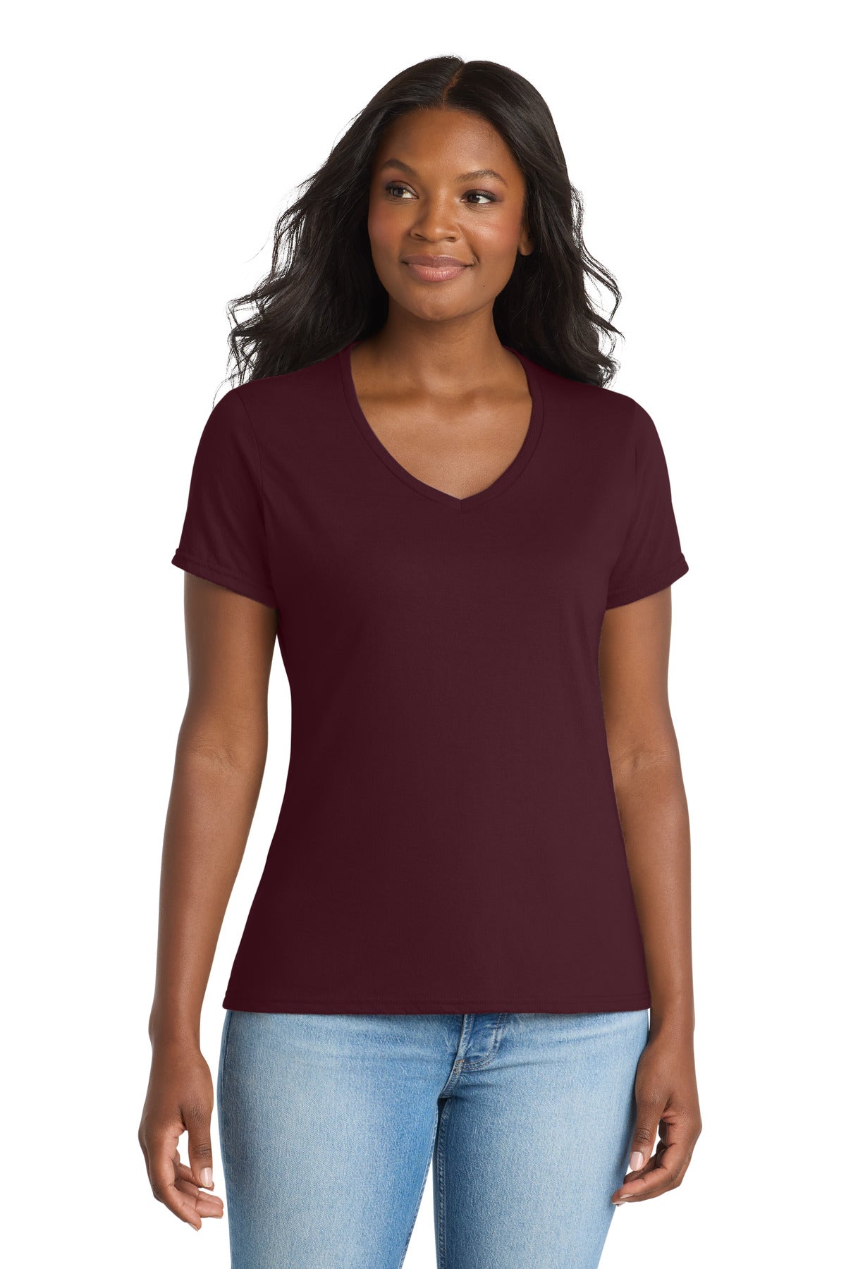 Port & Co   Women's Performance Blend V-Neck Tee. LPC381V