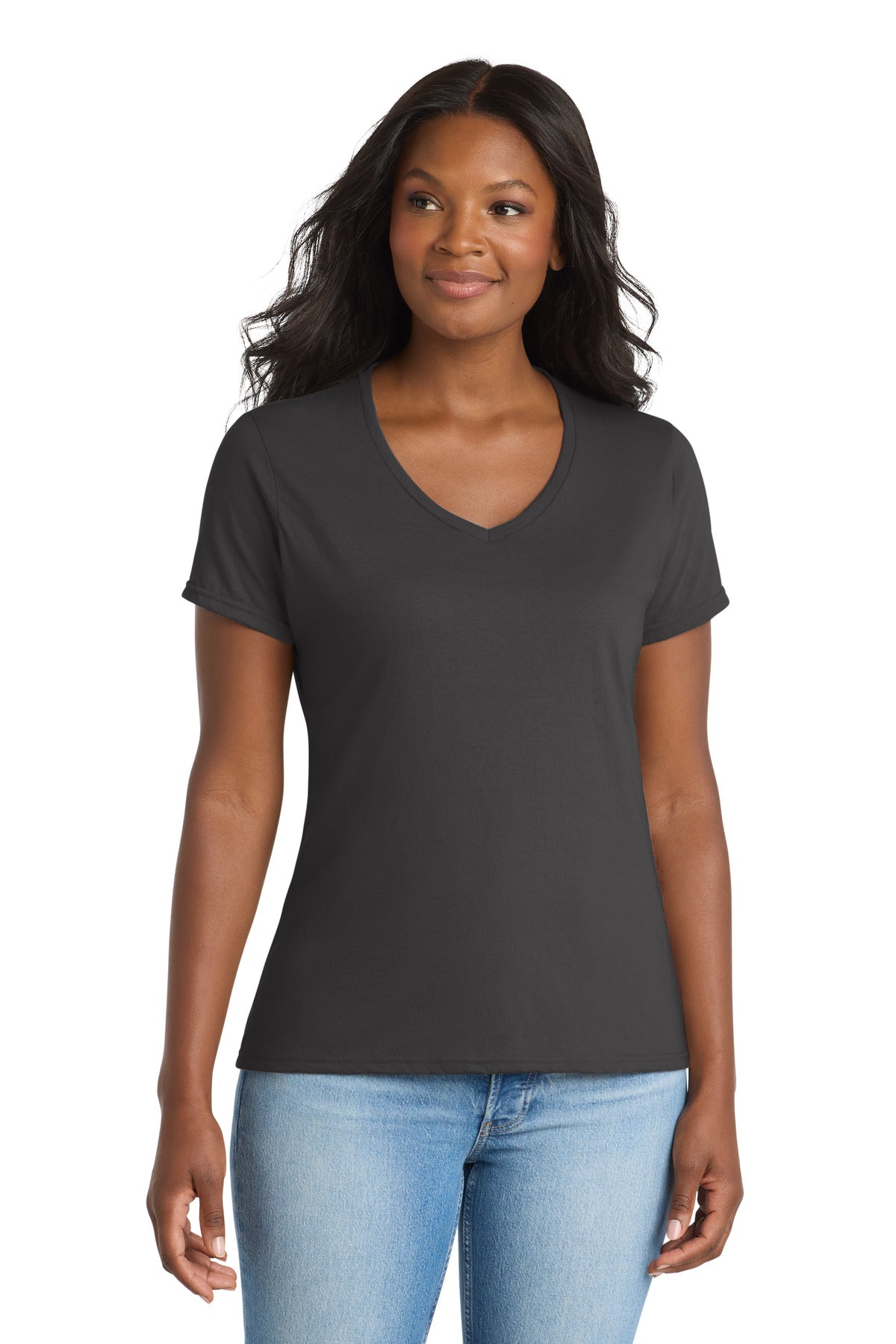 Port & Co   Women's Performance Blend V-Neck Tee. LPC381V