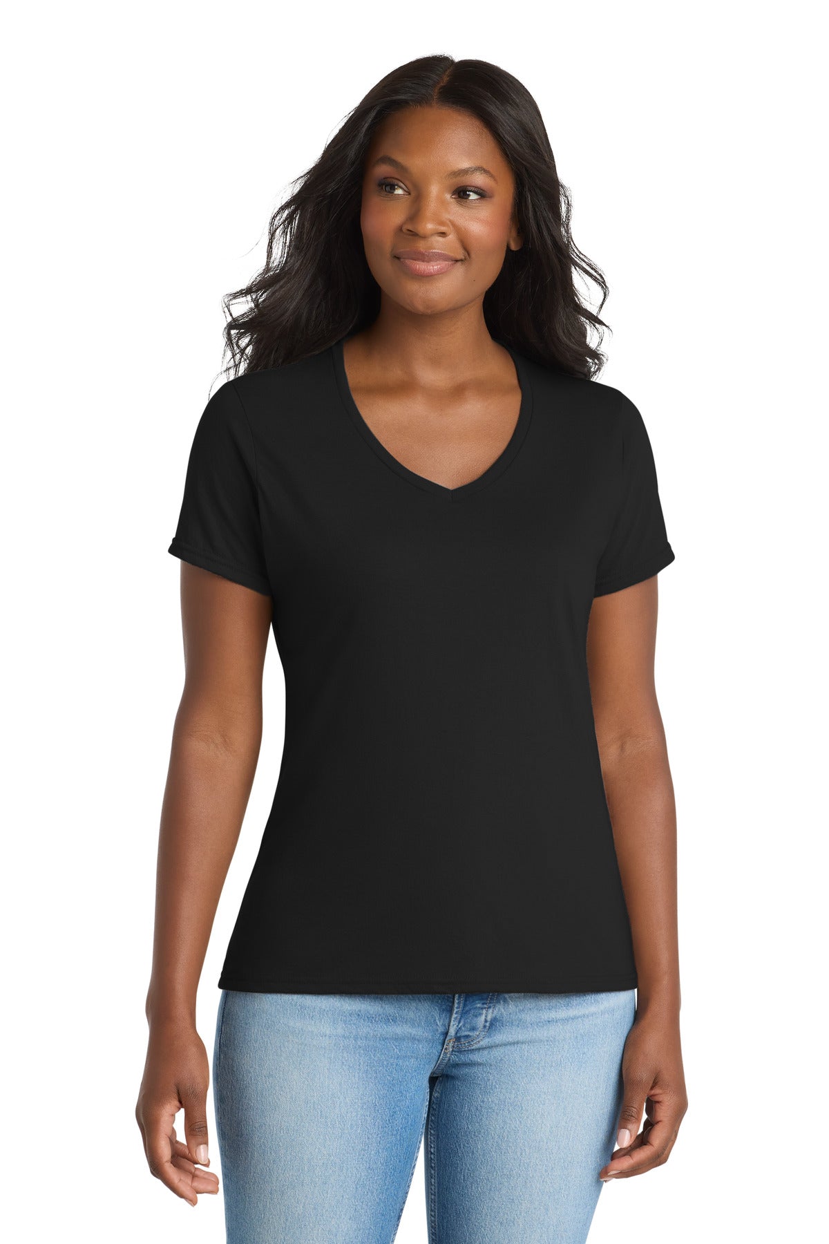 Port & Co   Women's Performance Blend V-Neck Tee. LPC381V