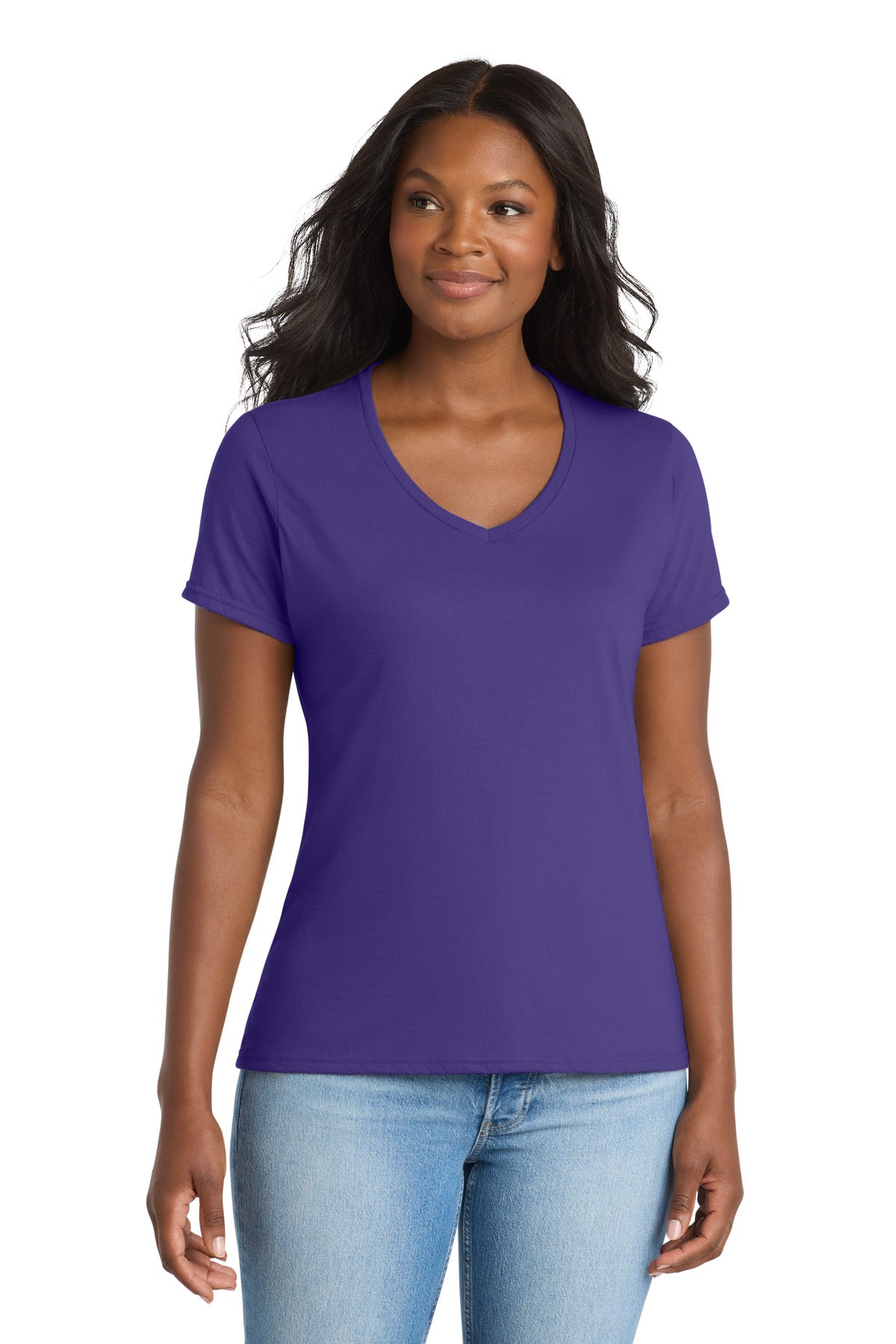 Port & Co   Women's Performance Blend V-Neck Tee. LPC381V