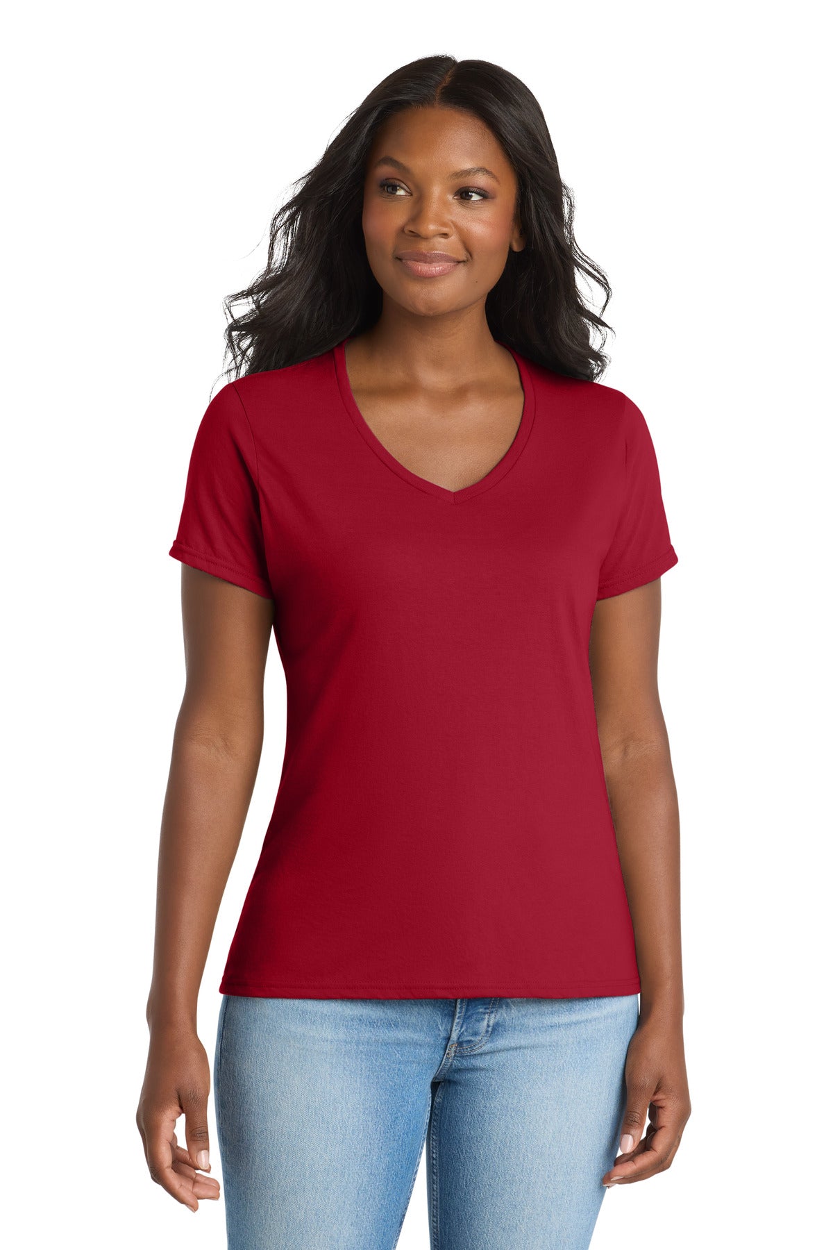 Port & Co   Women's Performance Blend V-Neck Tee. LPC381V