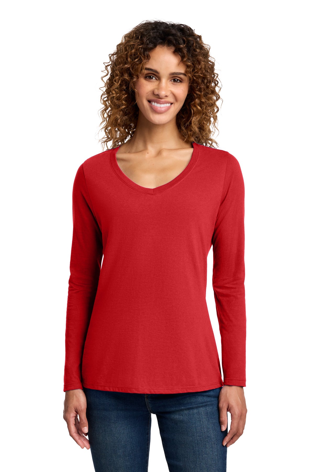 Port & Co   Women's Long Sleeve Fan Favorite V-Neck Tee. LPC450VLS