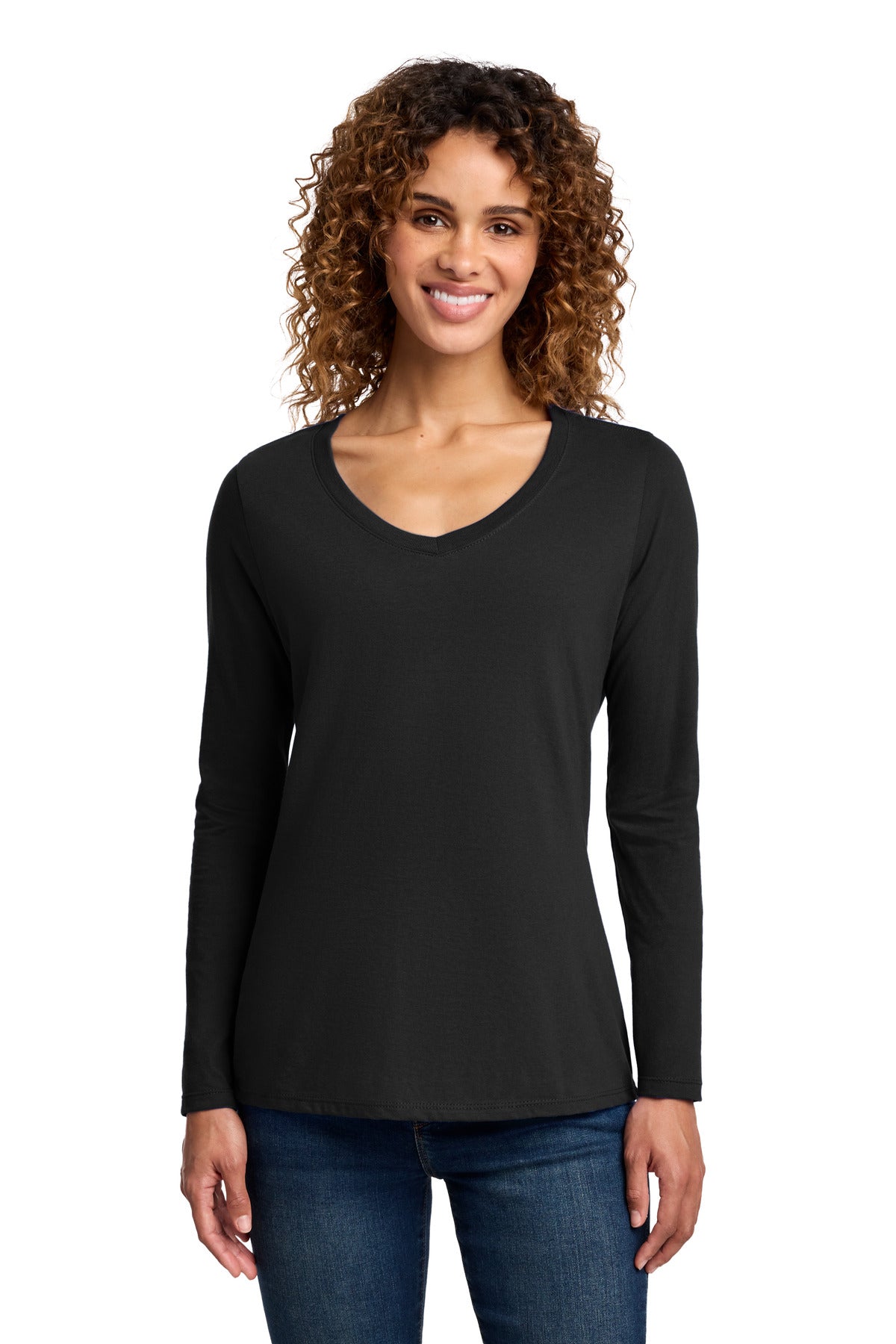 Port & Co   Women's Long Sleeve Fan Favorite V-Neck Tee. LPC450VLS