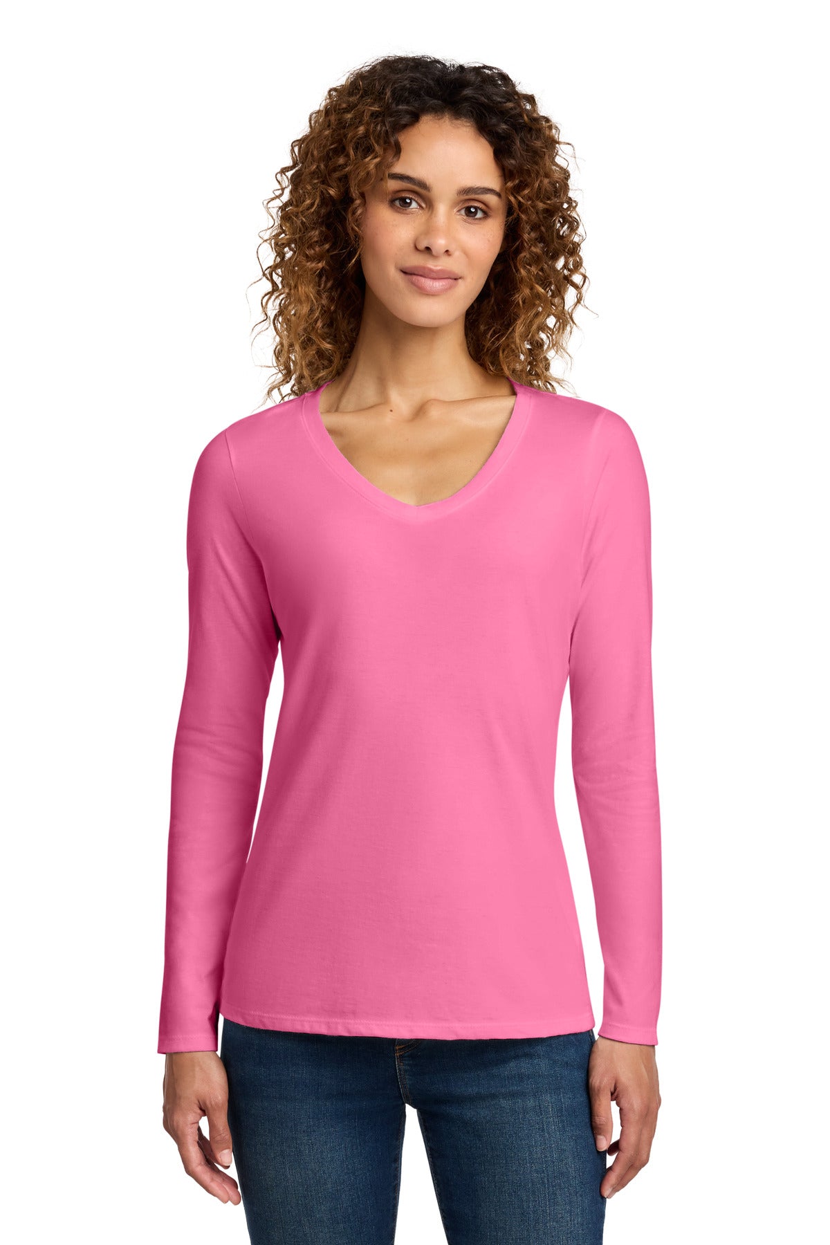 Port & Co   Women's Long Sleeve Fan Favorite V-Neck Tee. LPC450VLS