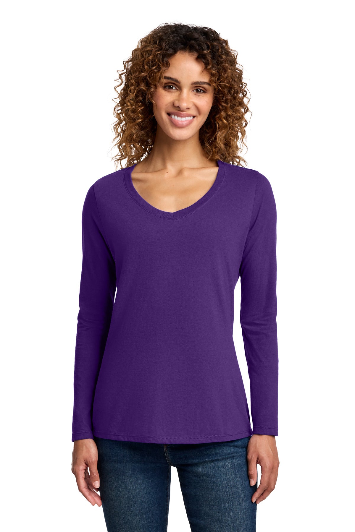 Port & Co   Women's Long Sleeve Fan Favorite V-Neck Tee. LPC450VLS