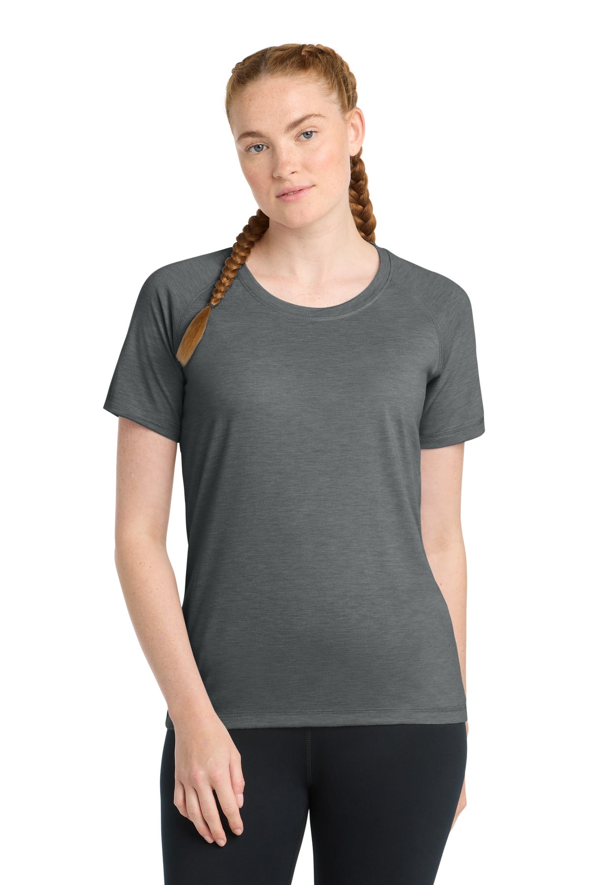 Sport-Tek    Women's PosiCharge    Tri-Blend Wicking Scoop Neck Raglan Tee. LST400