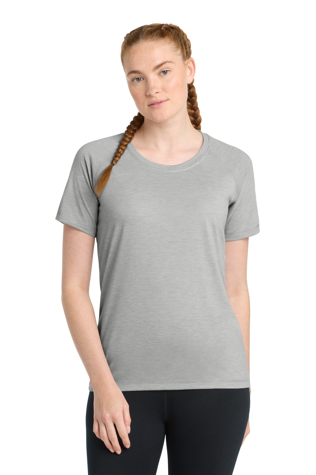 Sport-Tek    Women's PosiCharge    Tri-Blend Wicking Scoop Neck Raglan Tee. LST400