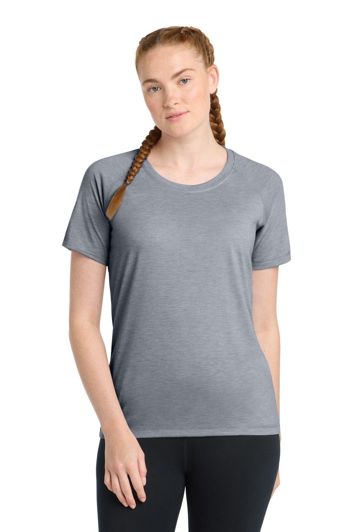 Sport-Tek    Women's PosiCharge    Tri-Blend Wicking Scoop Neck Raglan Tee. LST400
