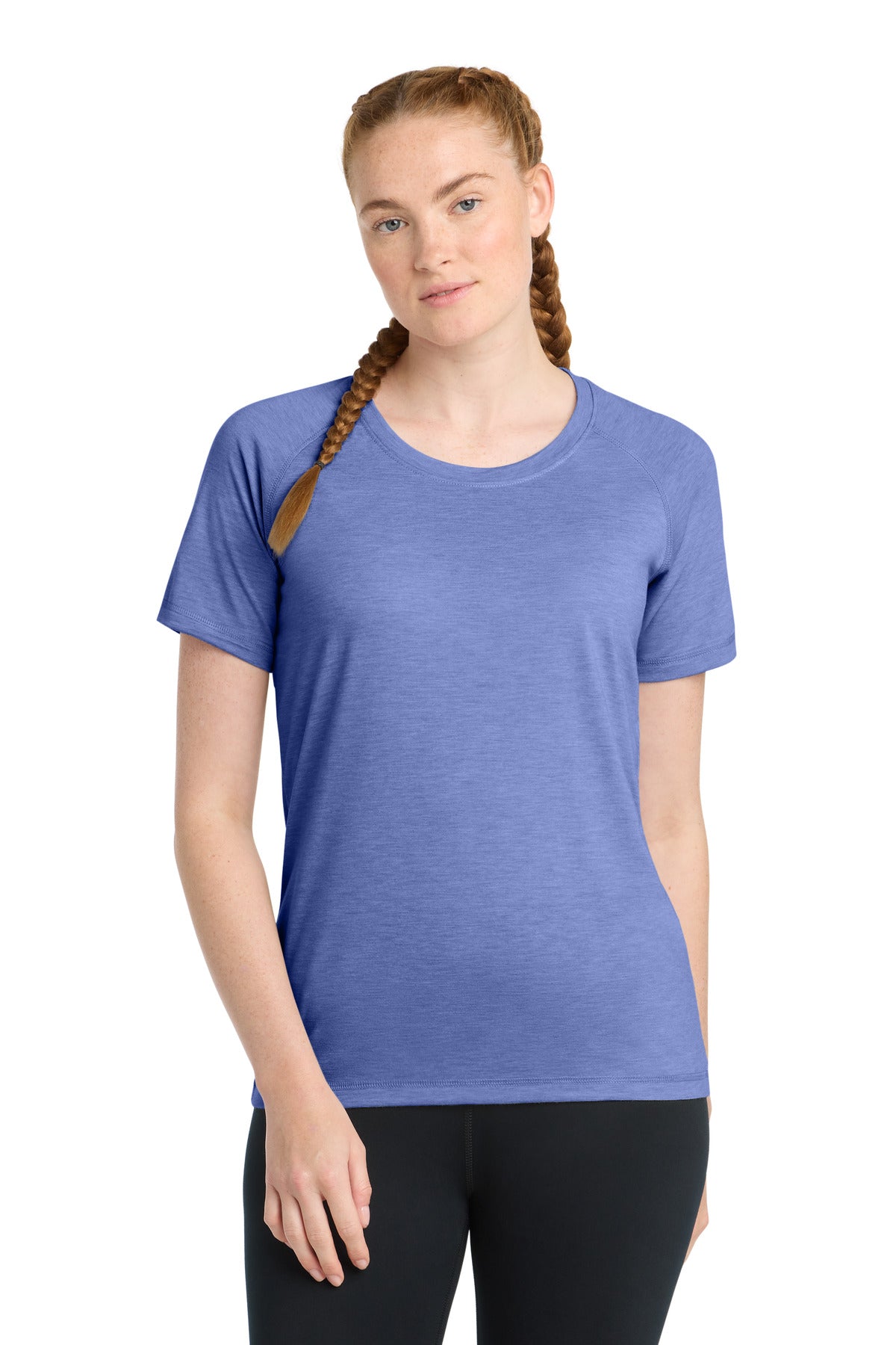 Sport-Tek    Women's PosiCharge    Tri-Blend Wicking Scoop Neck Raglan Tee. LST400