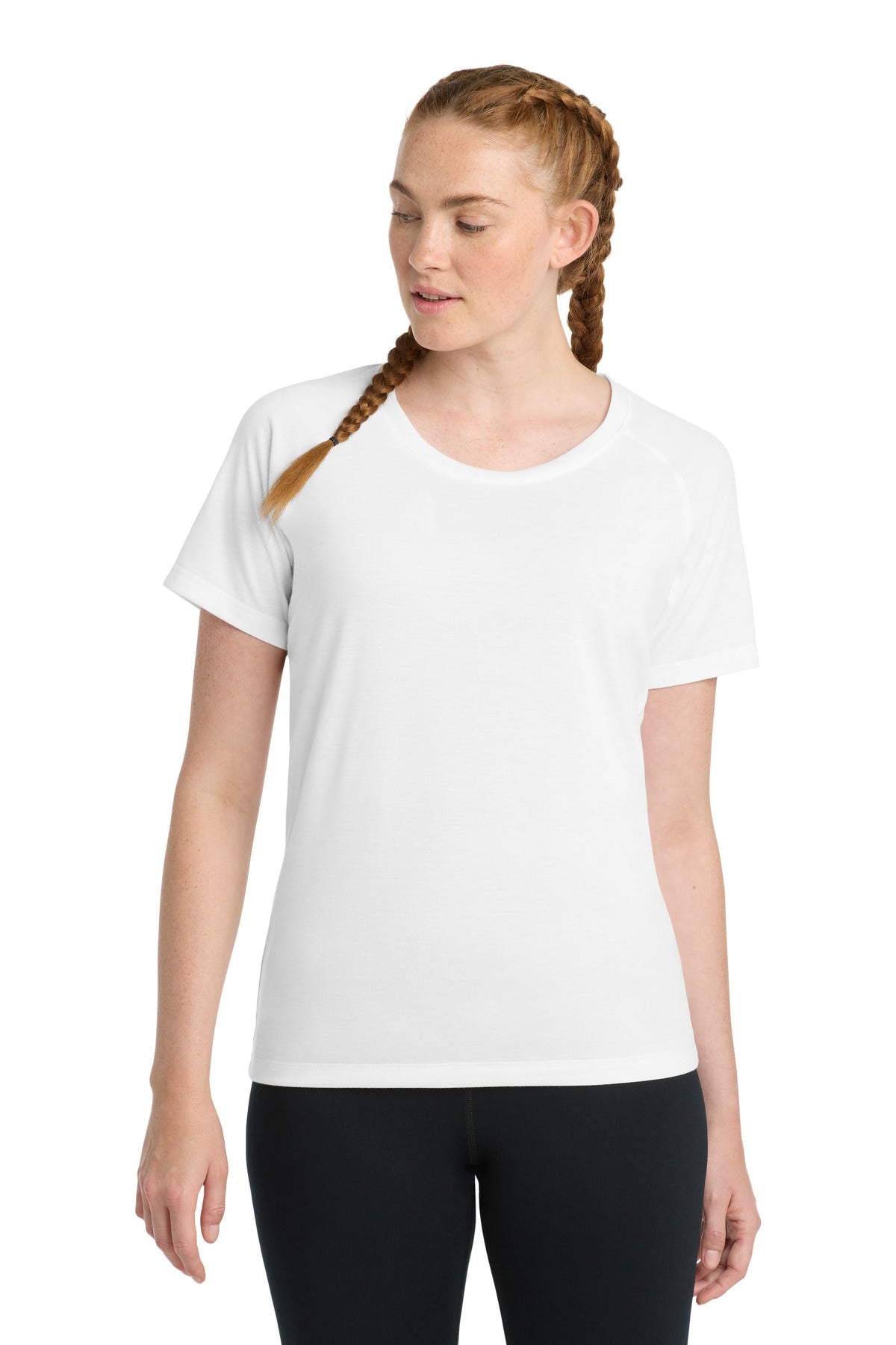 Sport-Tek    Women's PosiCharge    Tri-Blend Wicking Scoop Neck Raglan Tee. LST400