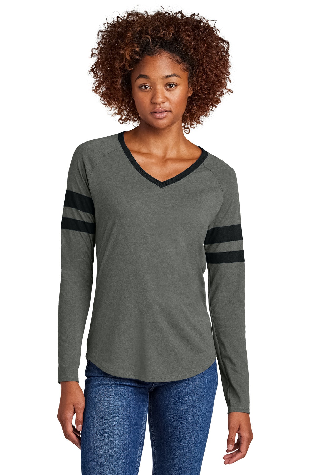 Sport-Tek   Women's Halftime Stripe Long Sleeve V-Neck Tee LST6043