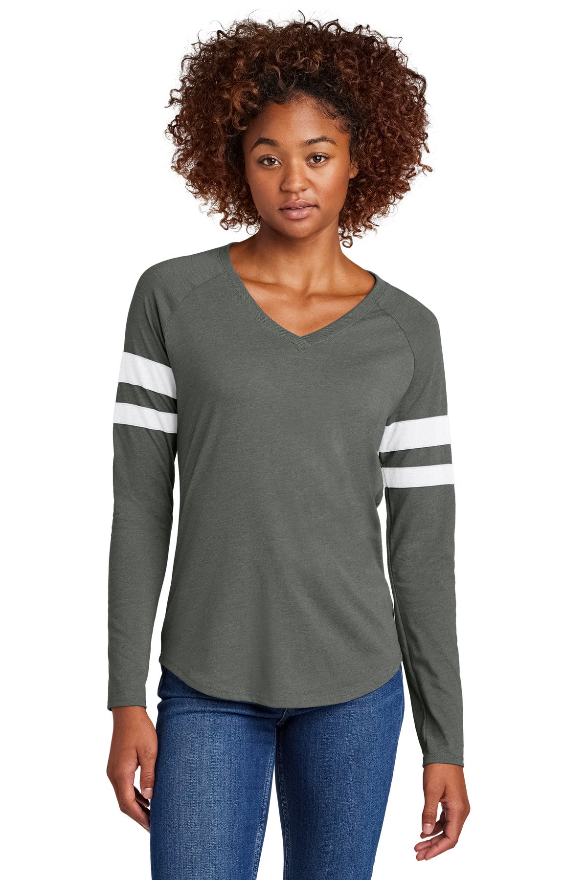 Sport-Tek   Women's Halftime Stripe Long Sleeve V-Neck Tee LST6043
