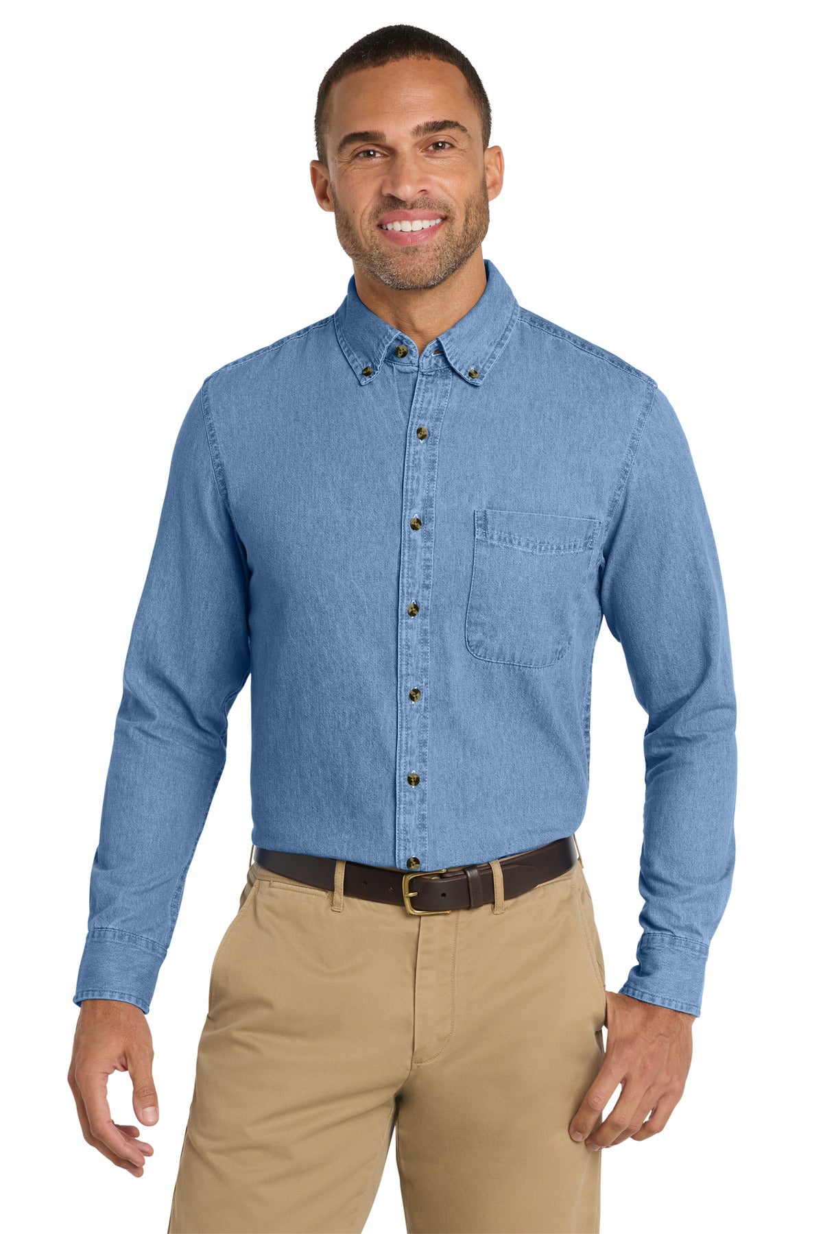 Port & Co   Long Sleeve Value Denim Shirt. SP10