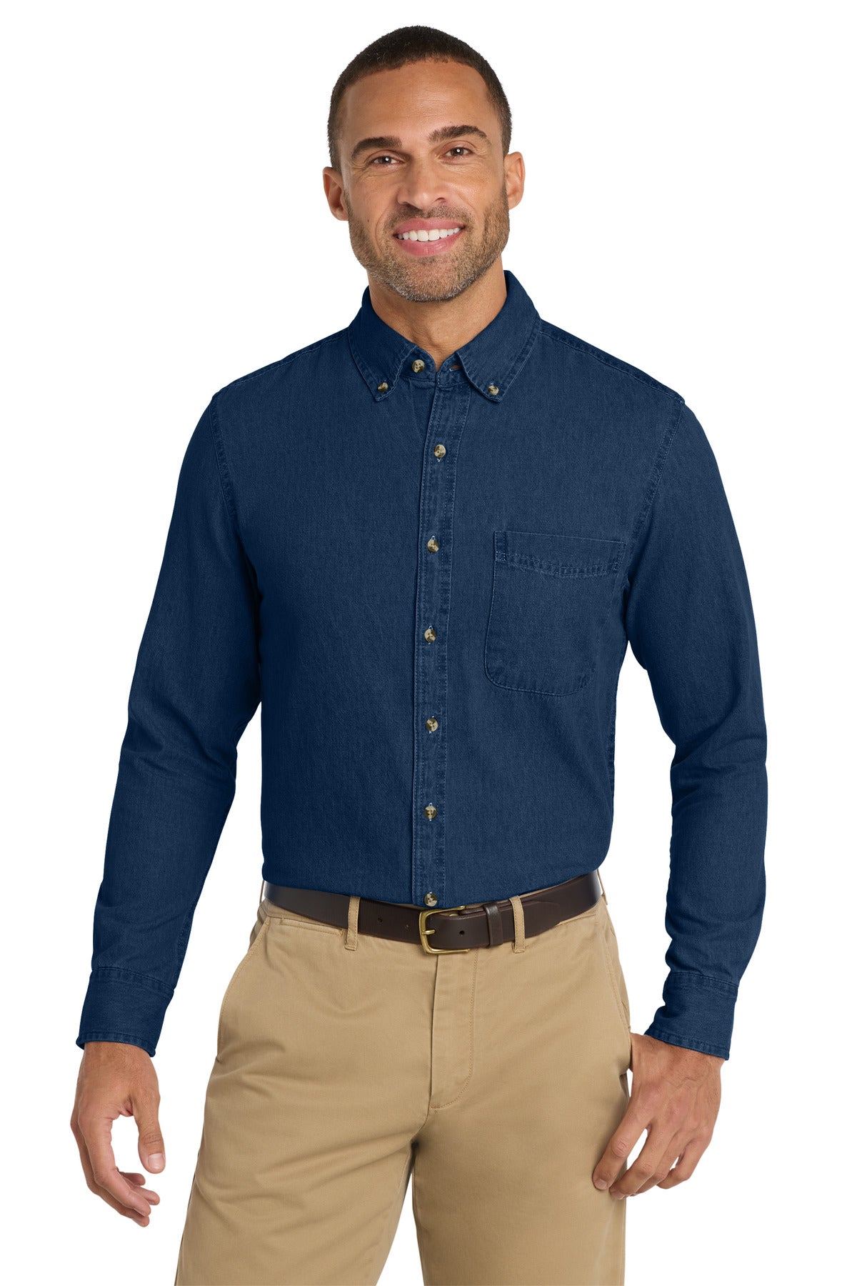 Port & Co   Long Sleeve Value Denim Shirt. SP10
