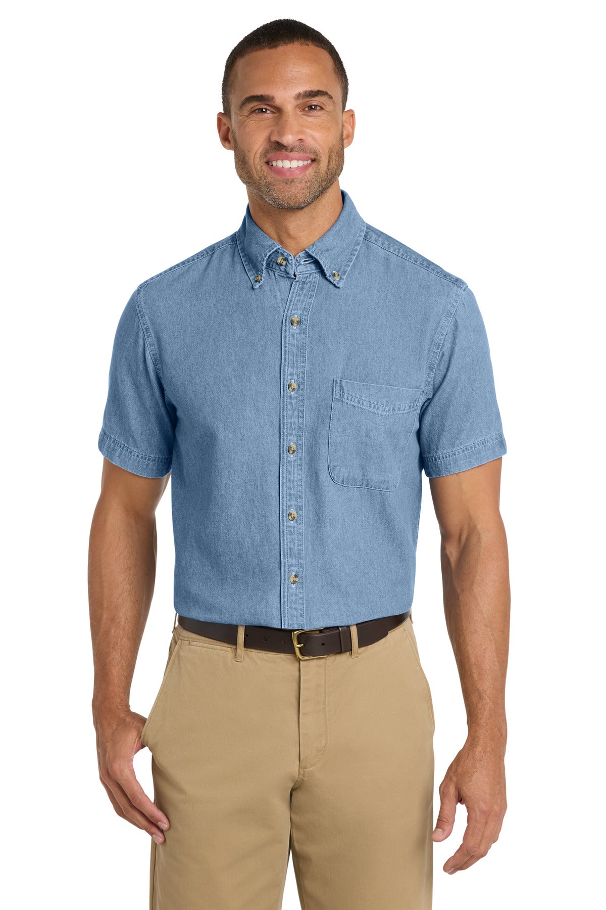 Port & Co   Short Sleeve Value Denim Shirt. SP11