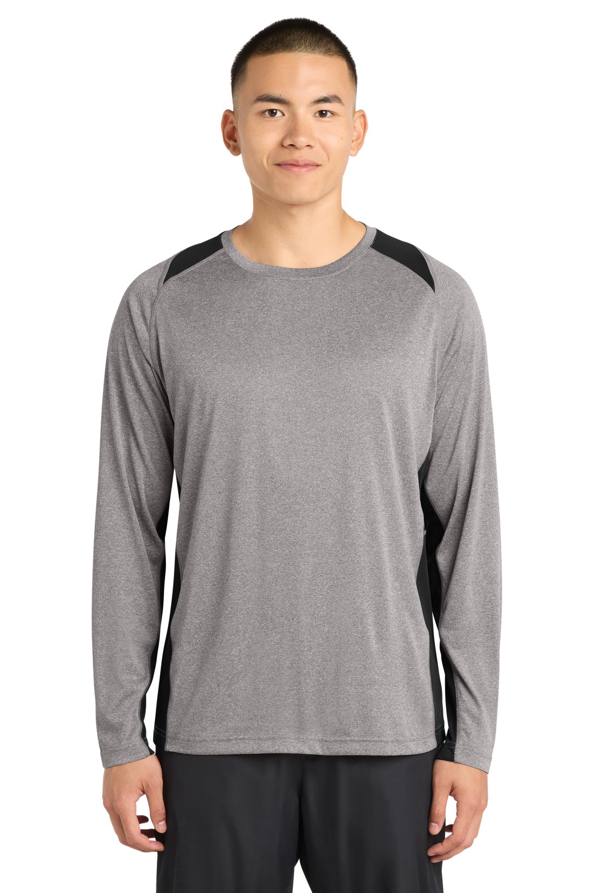 Sport-Tek   Long Sleeve Heather Colorblock Contender   Tee. ST361LS