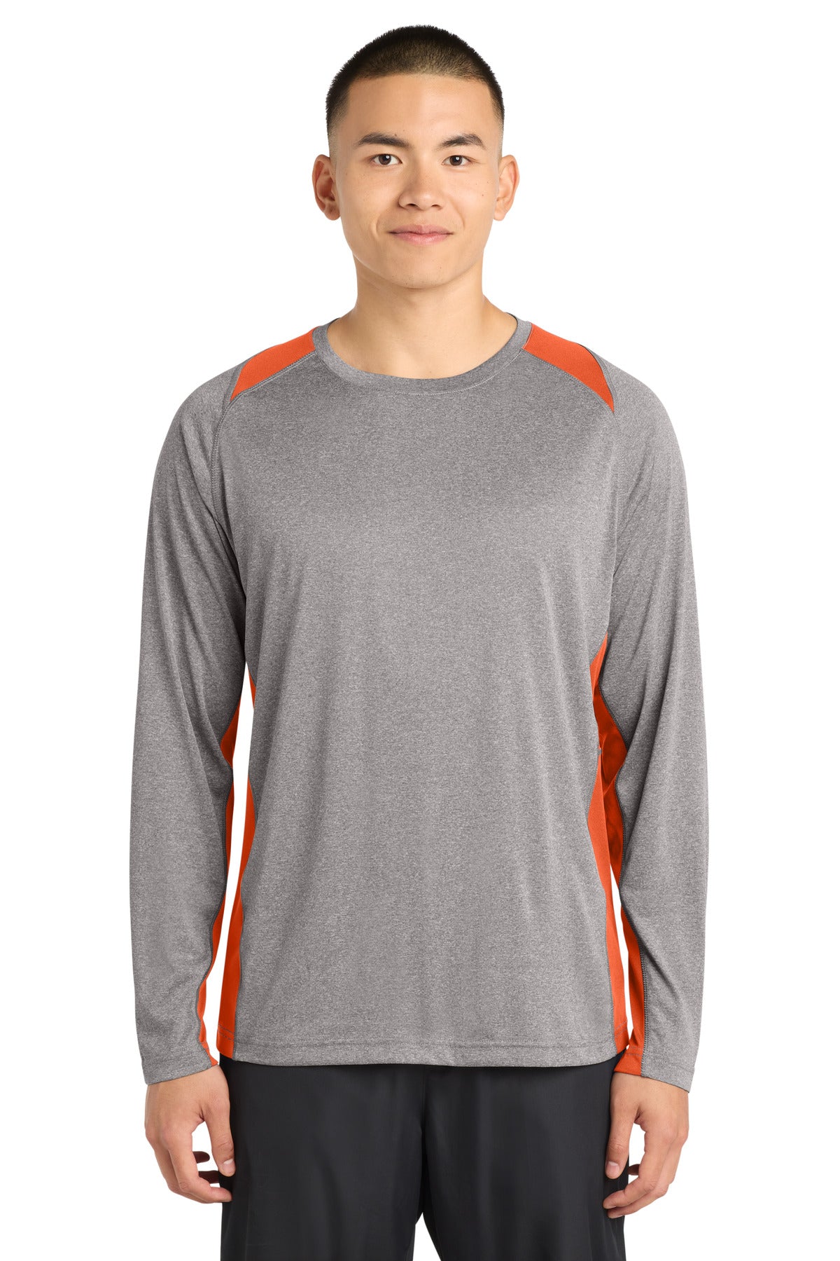 Sport-Tek   Long Sleeve Heather Colorblock Contender   Tee. ST361LS