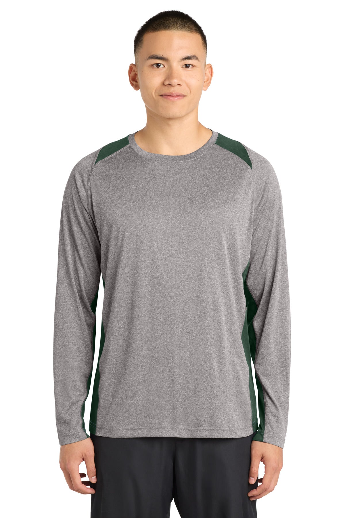 Sport-Tek   Long Sleeve Heather Colorblock Contender   Tee. ST361LS