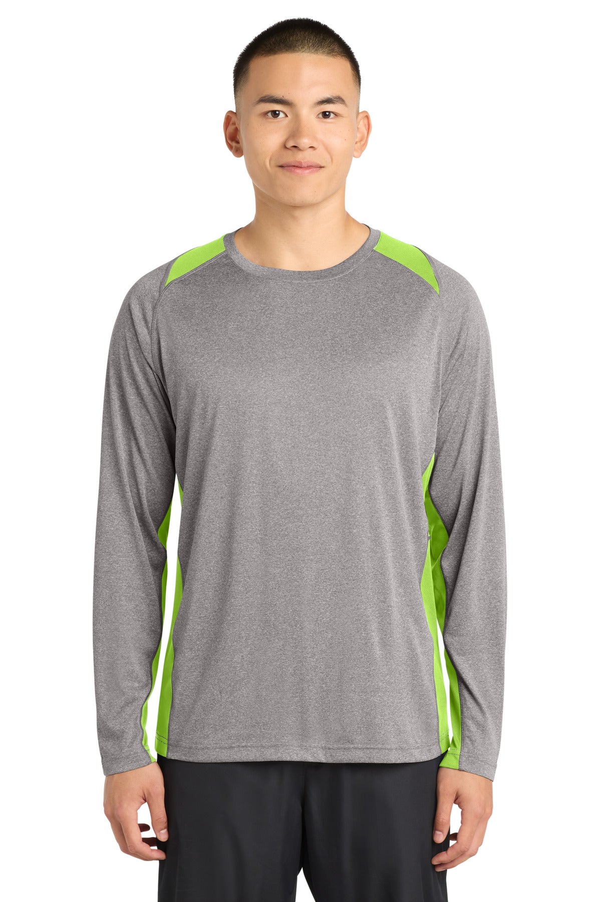 Sport-Tek   Long Sleeve Heather Colorblock Contender   Tee. ST361LS