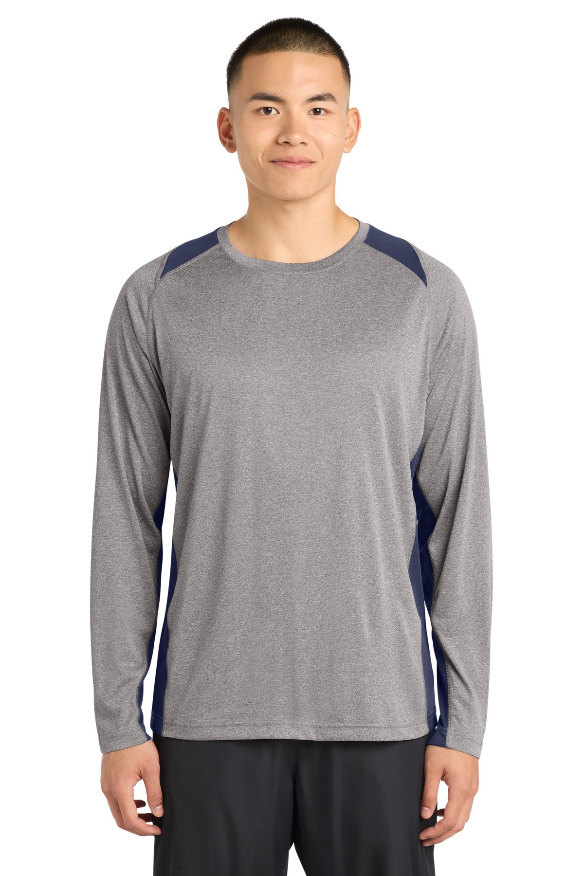 Sport-Tek   Long Sleeve Heather Colorblock Contender   Tee. ST361LS