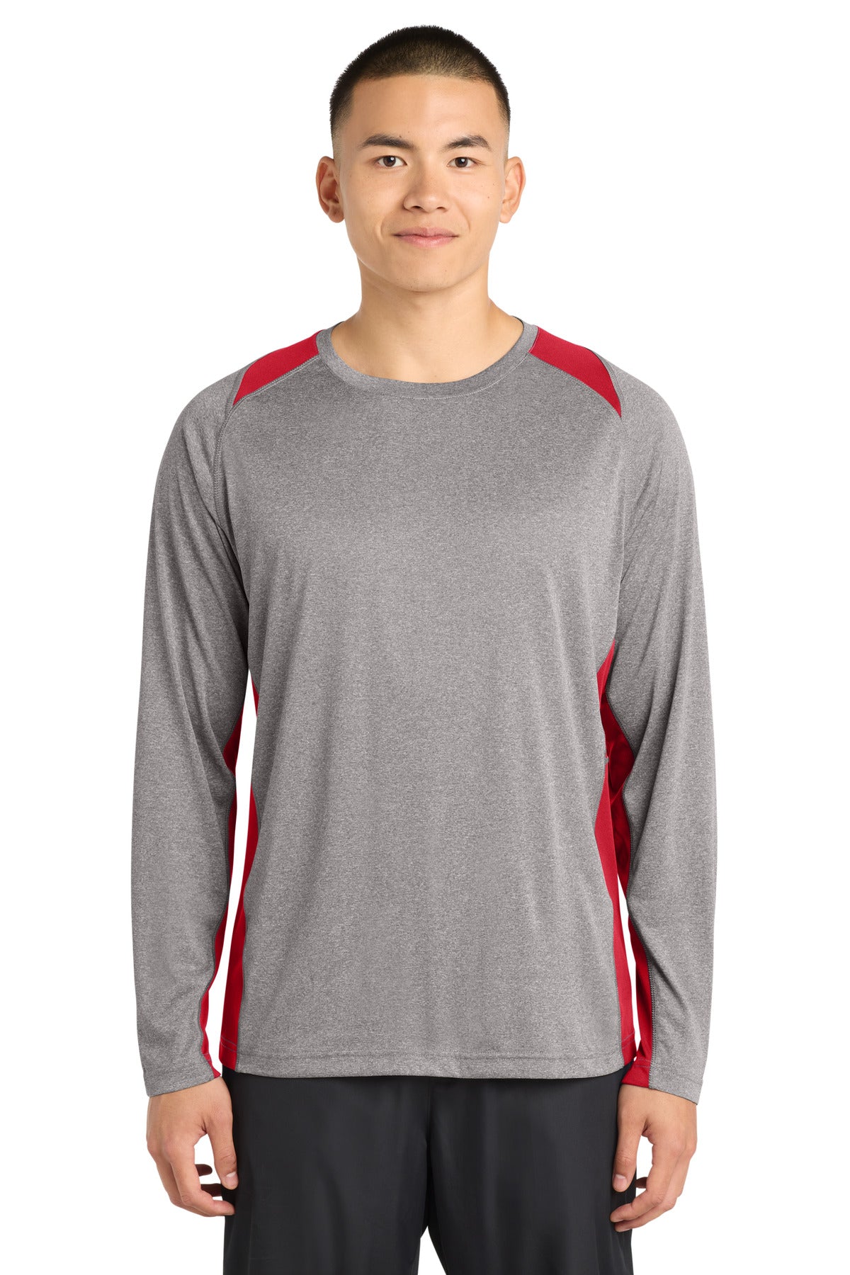 Sport-Tek   Long Sleeve Heather Colorblock Contender   Tee. ST361LS
