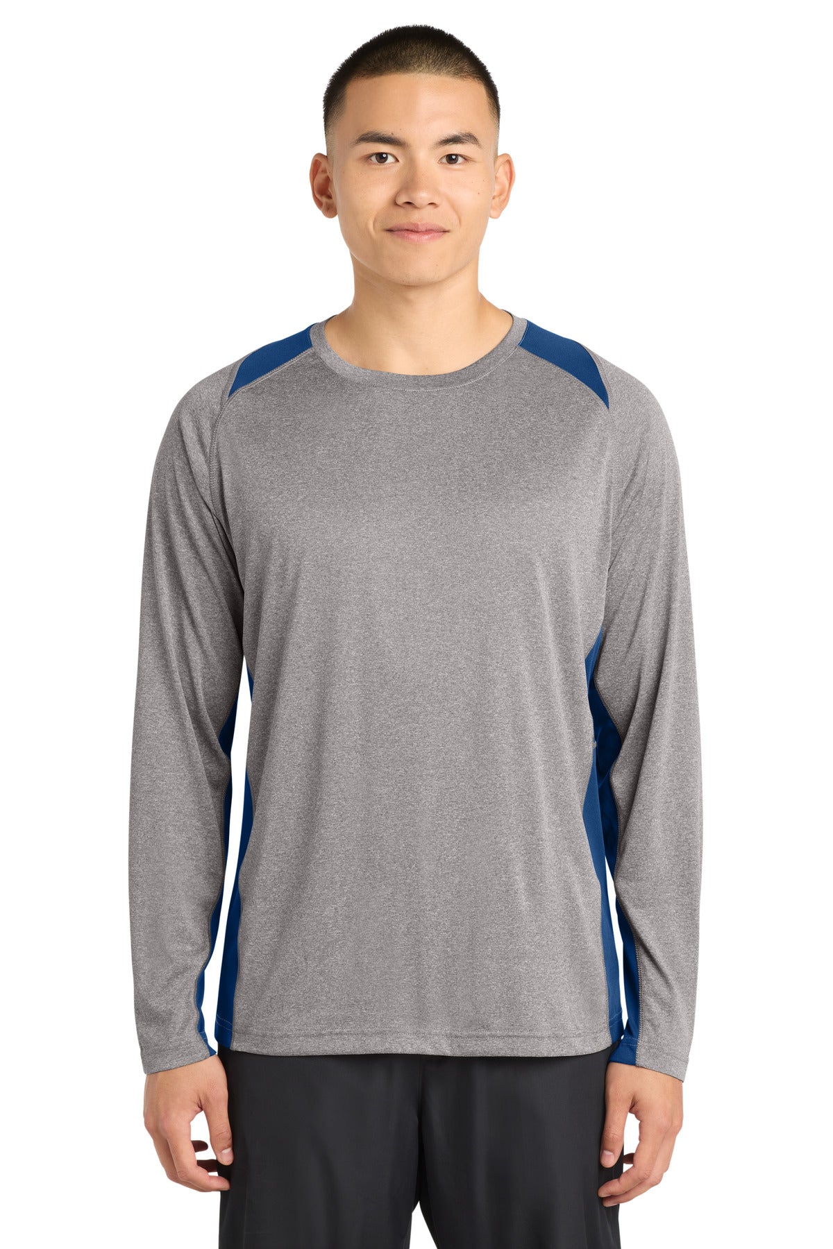 Sport-Tek   Long Sleeve Heather Colorblock Contender   Tee. ST361LS