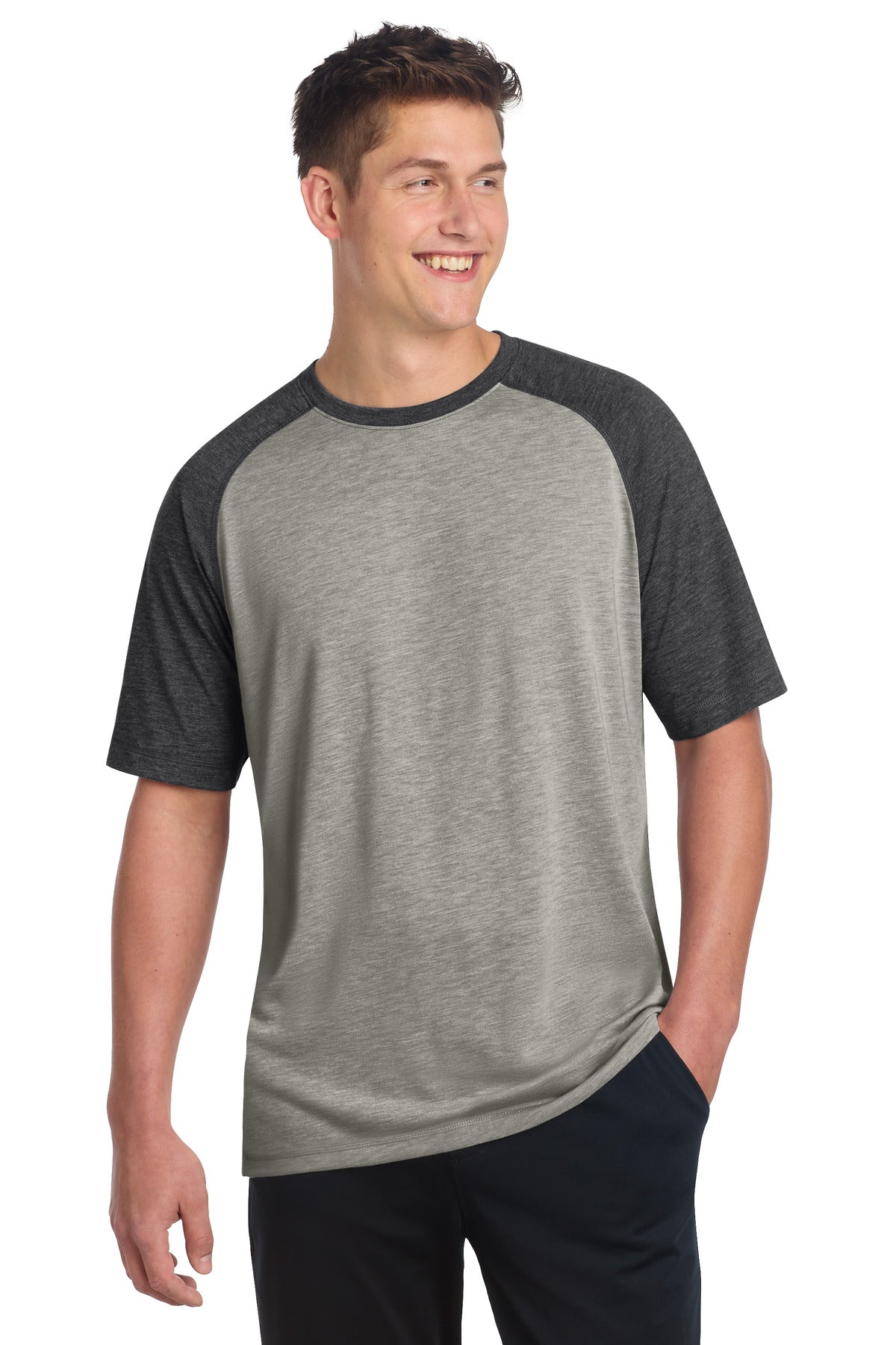 Sport-Tek    PosiCharge    Tri-Blend Wicking Raglan Tee. ST400