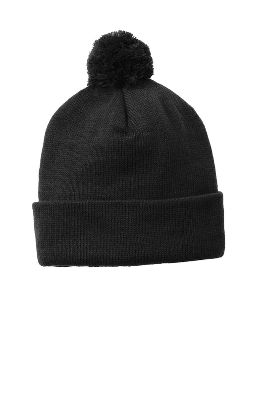 Sport-Tek    Solid Pom Pom Beanie. STC37