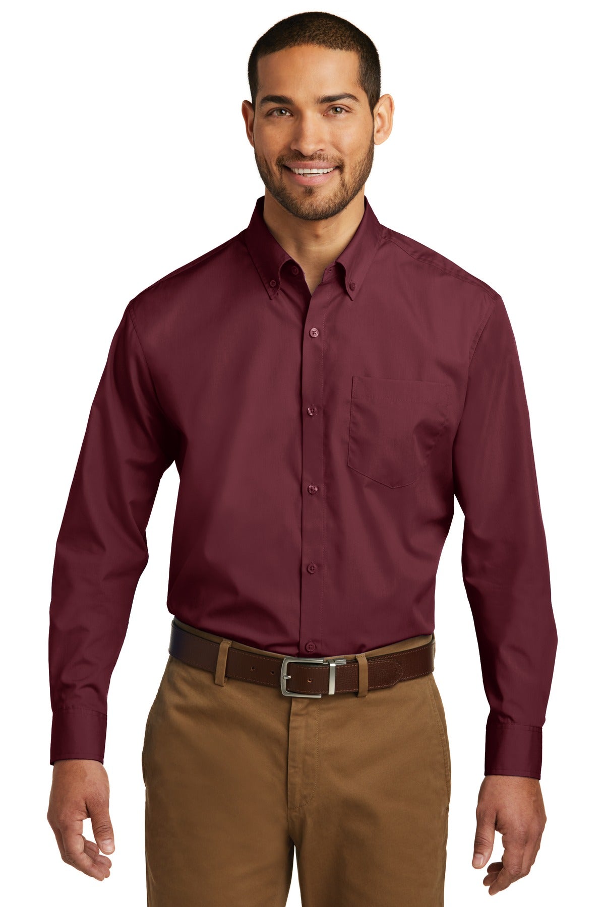 Port Authority   Long Sleeve Carefree Poplin Shirt. W100
