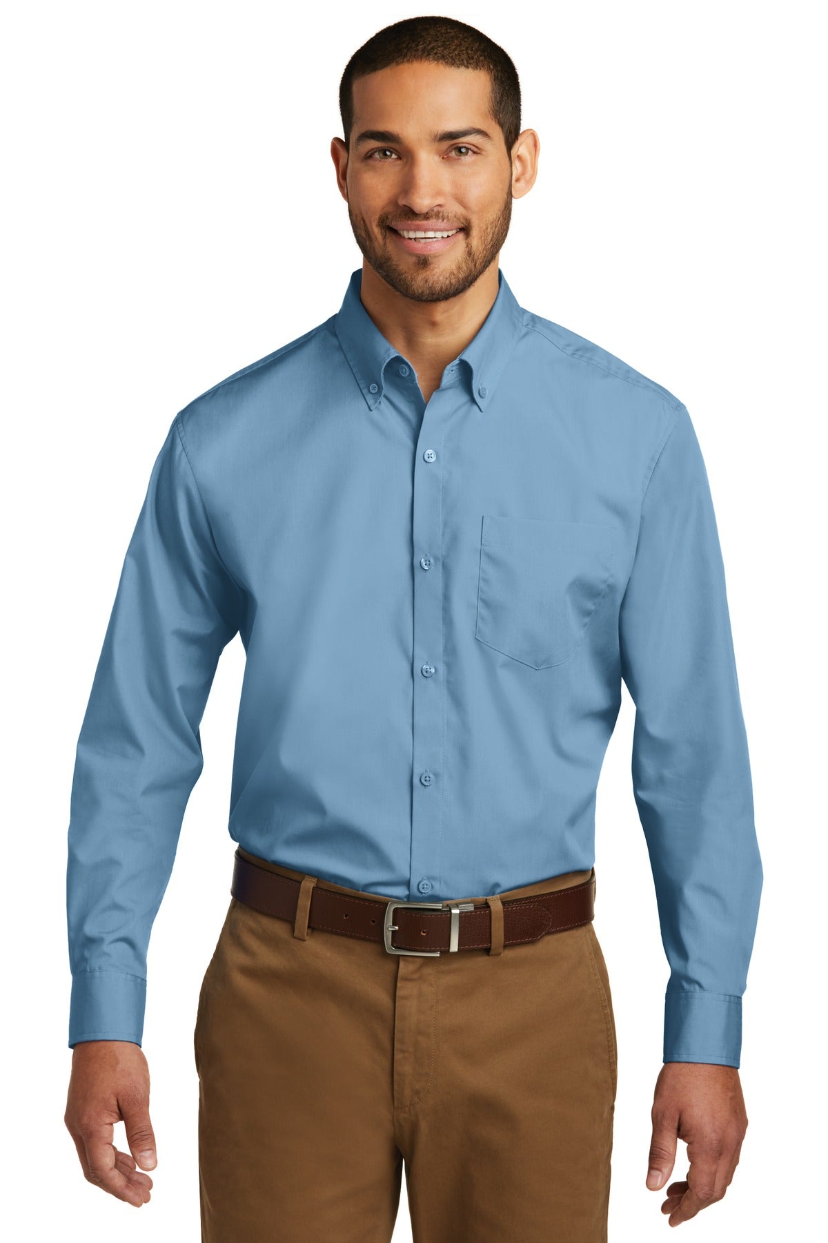 Port Authority   Long Sleeve Carefree Poplin Shirt. W100