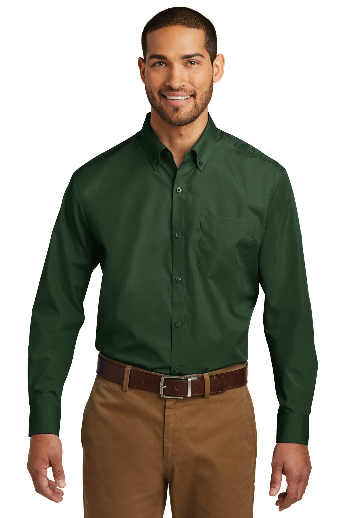 Port Authority   Long Sleeve Carefree Poplin Shirt. W100