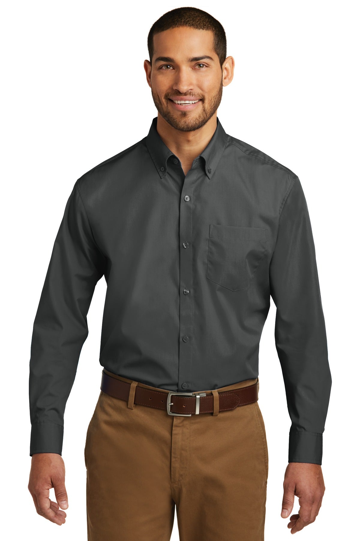Port Authority   Long Sleeve Carefree Poplin Shirt. W100
